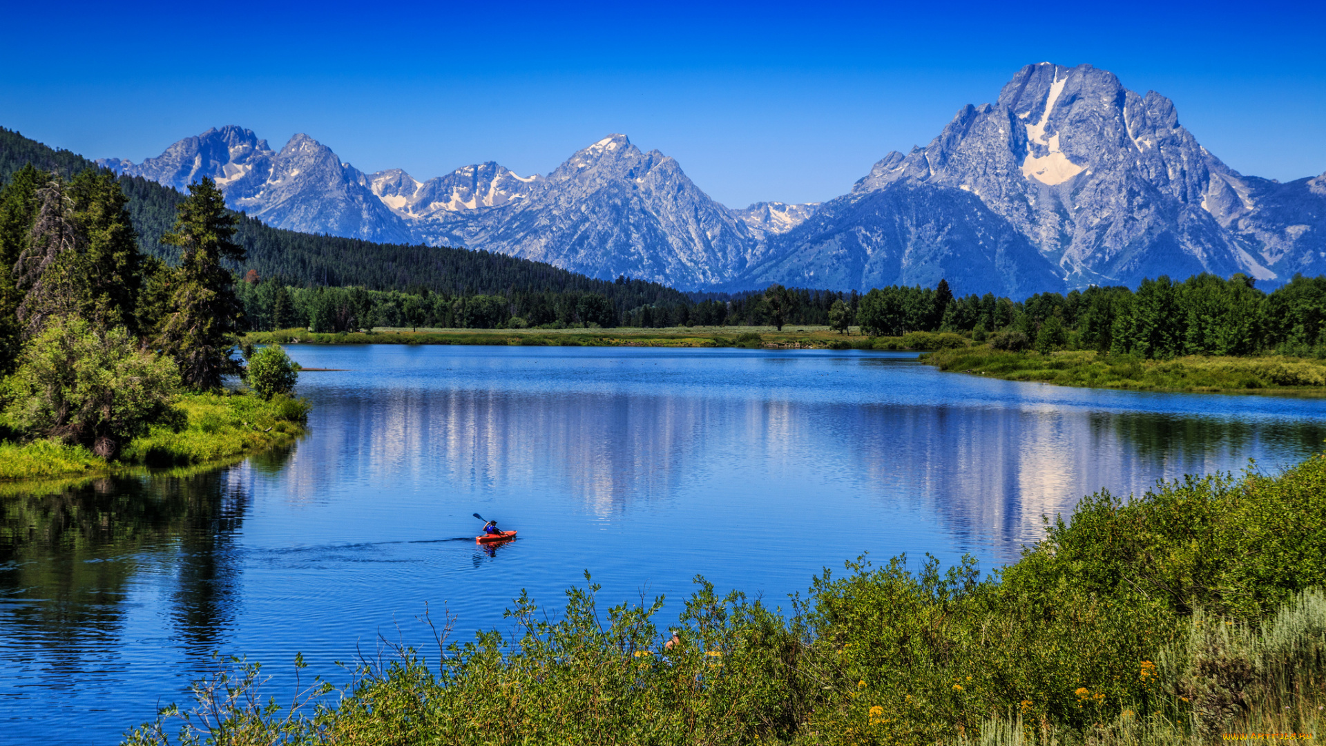 mount, moran, &, snake, river, , grand, teton, national, park, природа, реки, озера, grand, teton, national, park, вайоминг, snake, river, гранд-титон, гора, моран, река, снейк, mount, moran, wyoming