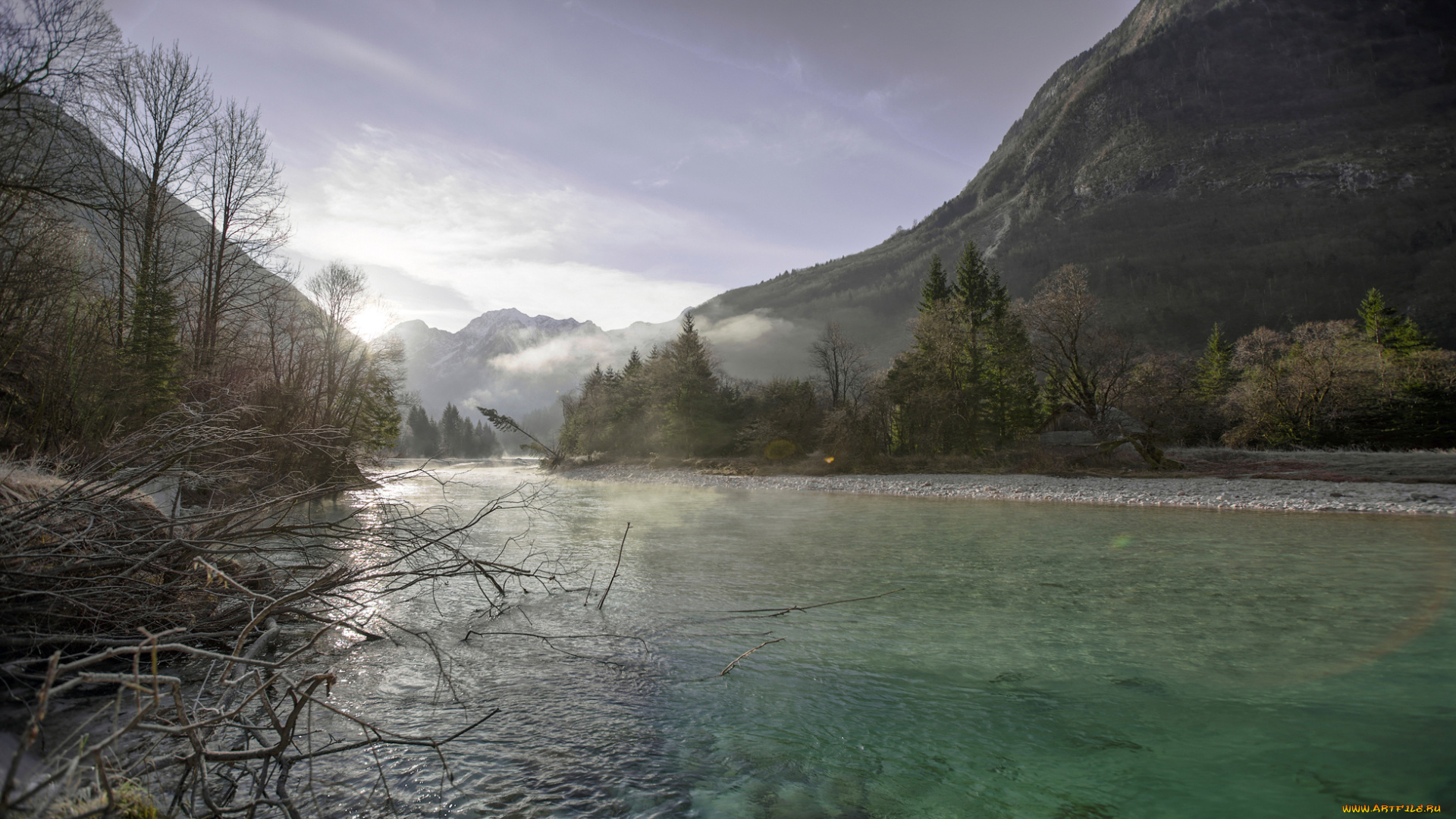 природа, реки, озера, glory, morning, slovenia, soca, river, tolmin