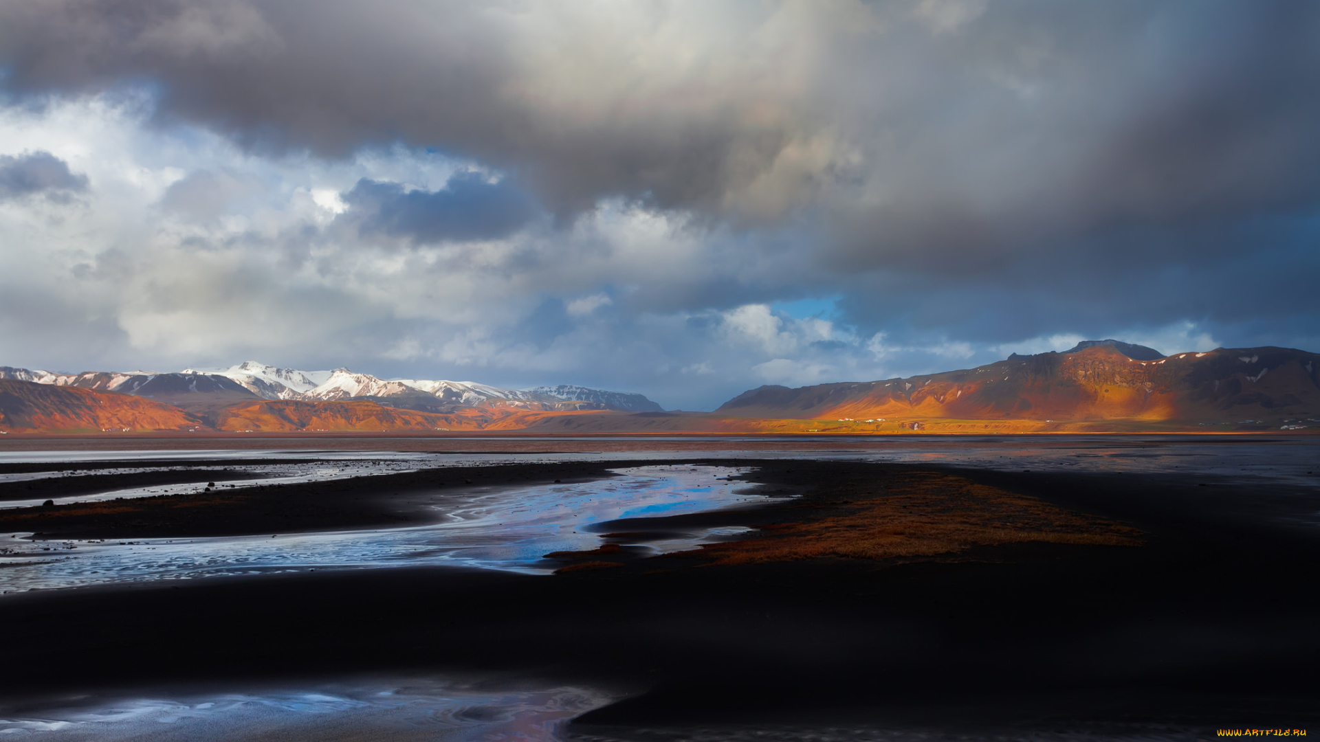 природа, реки, озера, iceland, vestur-skaftafellssysla, исландия, округ, вестюр-исафьярдарсисла, горы, отмель, отлив