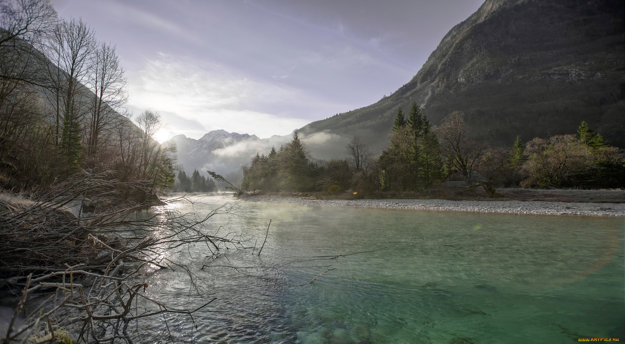 природа, реки, озера, glory, morning, slovenia, soca, river, tolmin