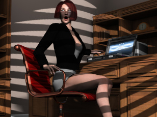 Картинка spy+games 3д+графика фантазия+ fantasy интерьер фон взгляд девушка страх