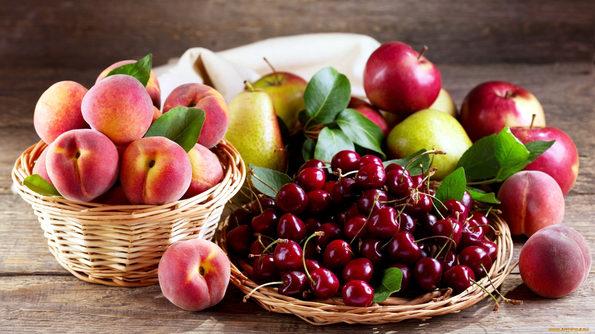 еда, фрукты, , ягоды, яблоки, персики, груши, вишни