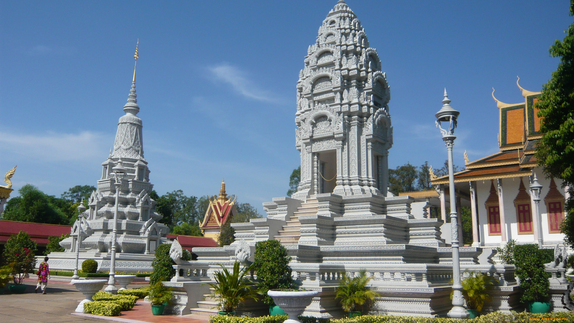 города, -, исторические, , архитектурные, памятники, камбоджа, королевский, дворец, кантха, бопха