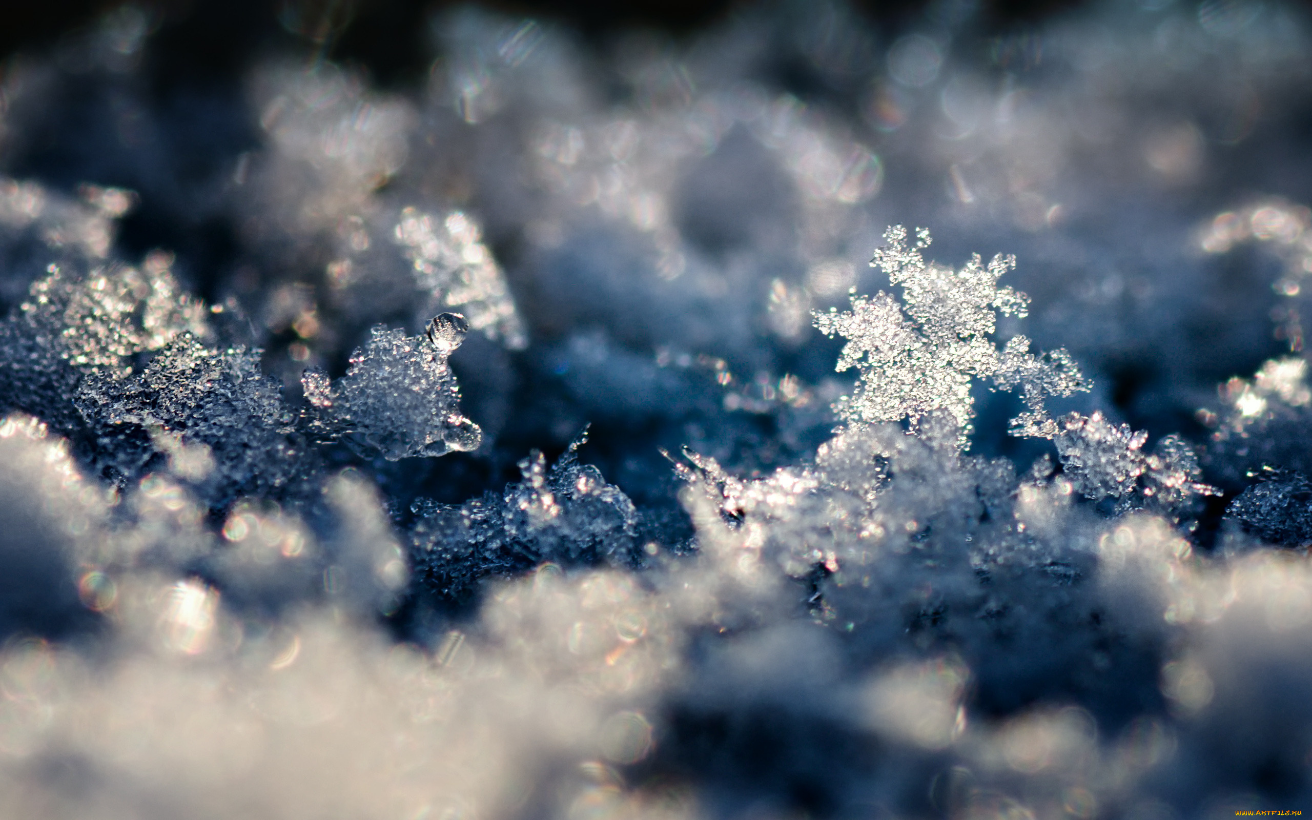 природа, макро, кристаллы, снег