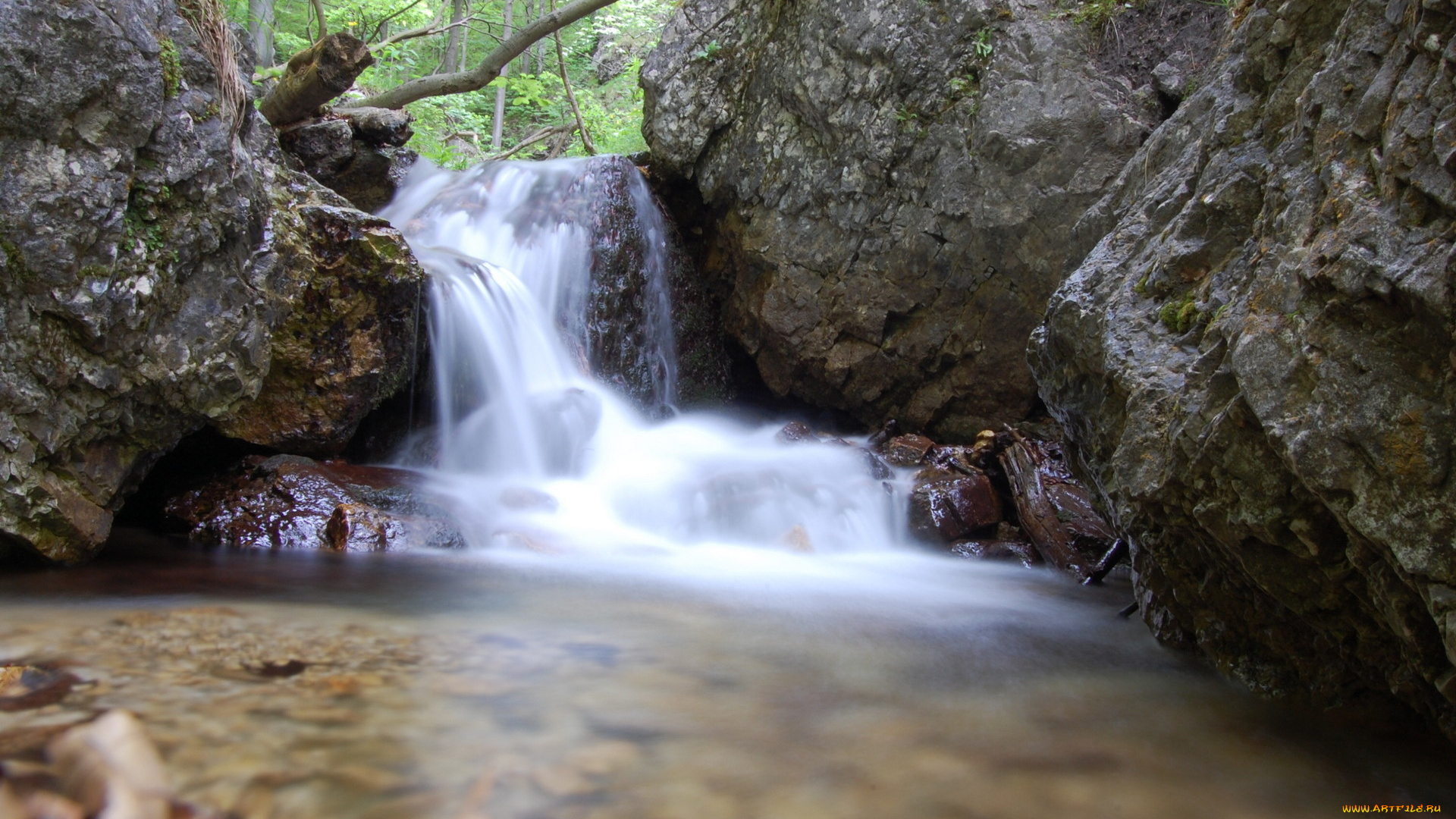 природа, водопады, камни, вода, поток