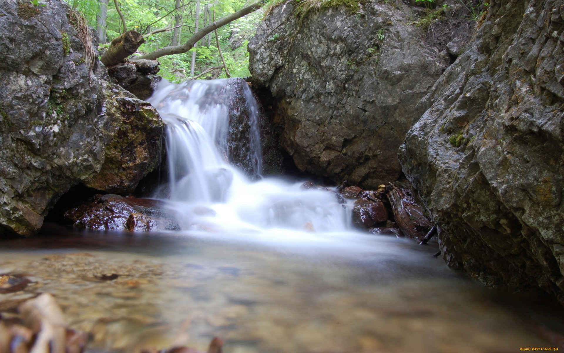 природа, водопады, камни, вода, поток