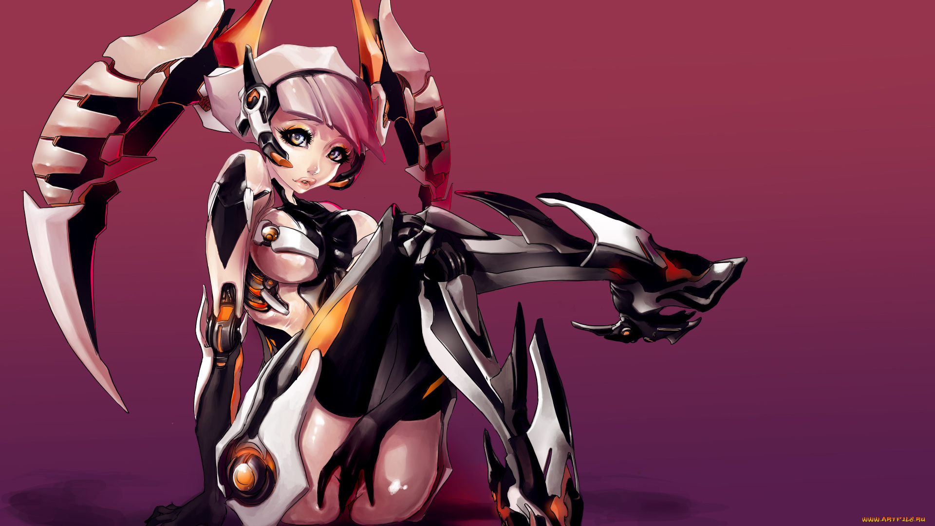 №677120, аниме, weapon, blood, technology, robo-girl