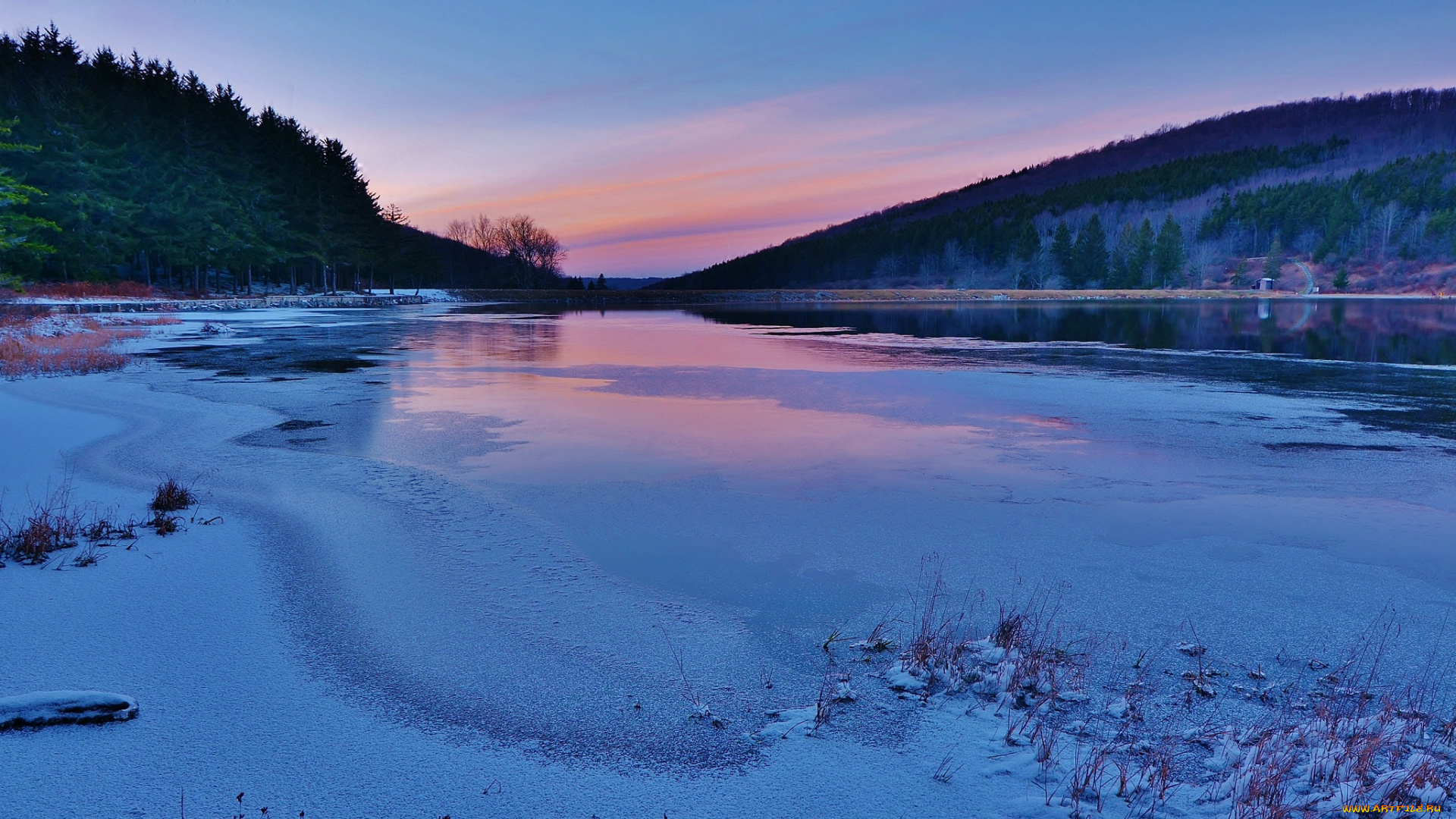 природа, реки, озера, trees, зима, mountains, снег, река, деревья, горы, winter, snow, river