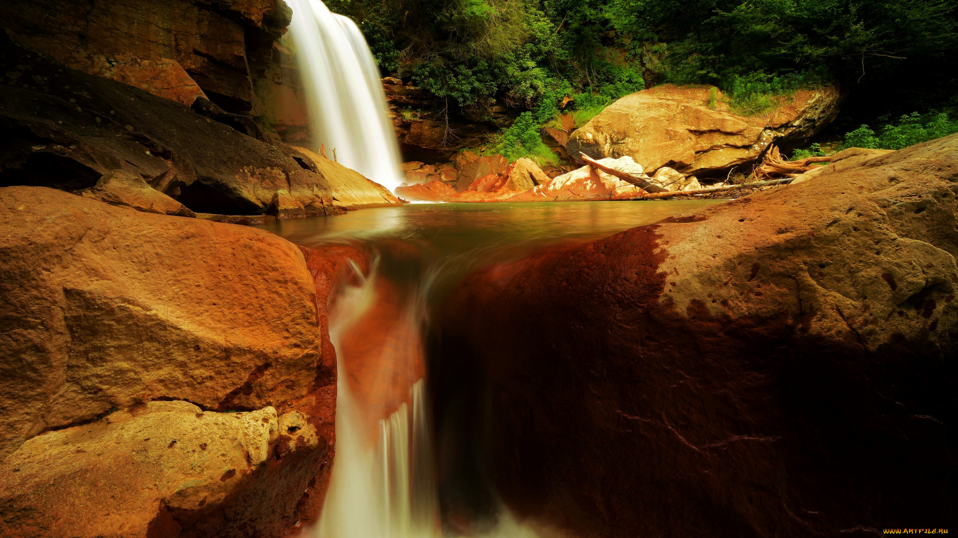 природа, водопады, water, river, река, поток, stream, вода, waterfall, rocks, камни, водопад