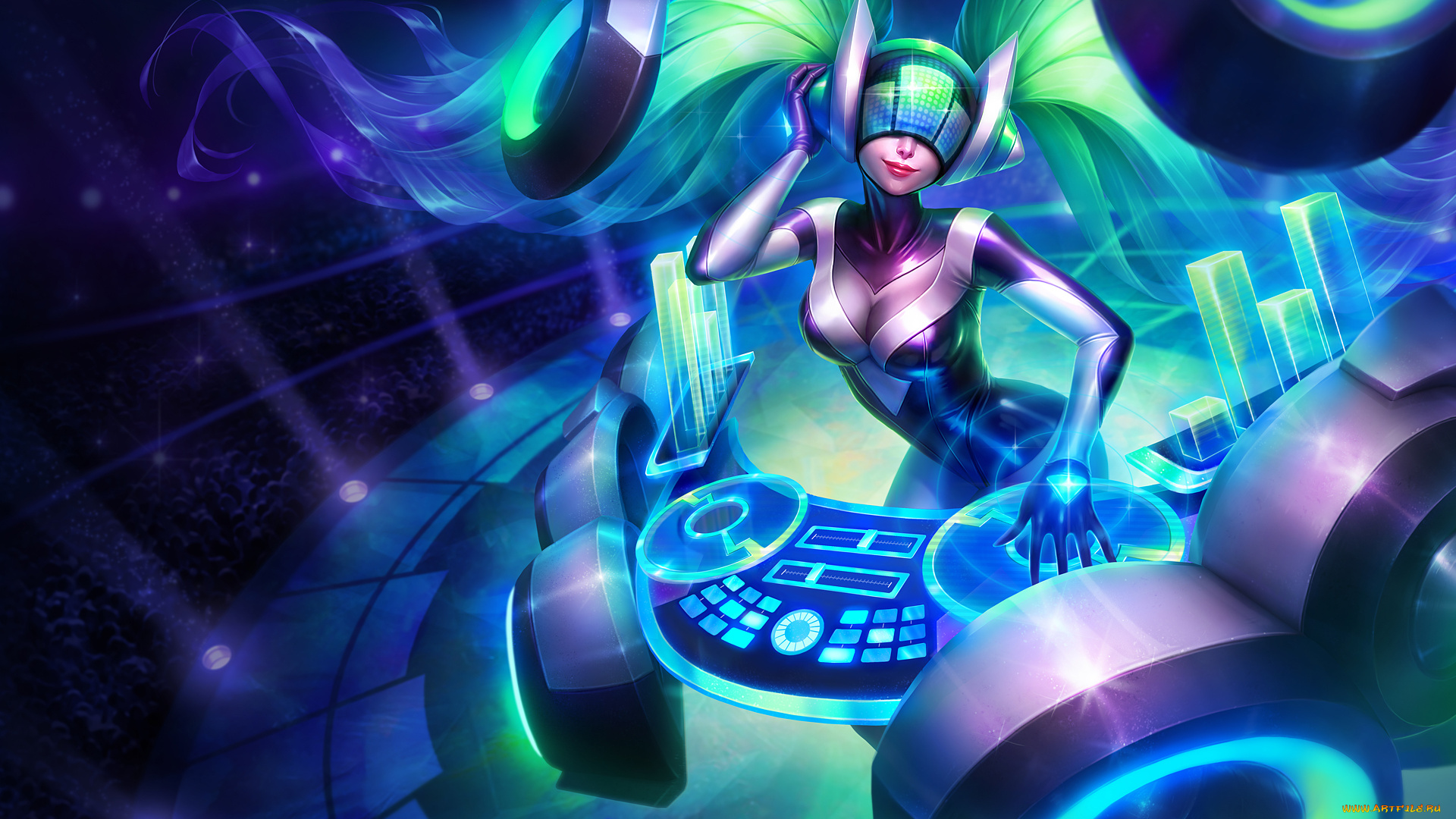 видео, игры, league, of, legends, dj, sona, splash, kinetic, league, of, legends