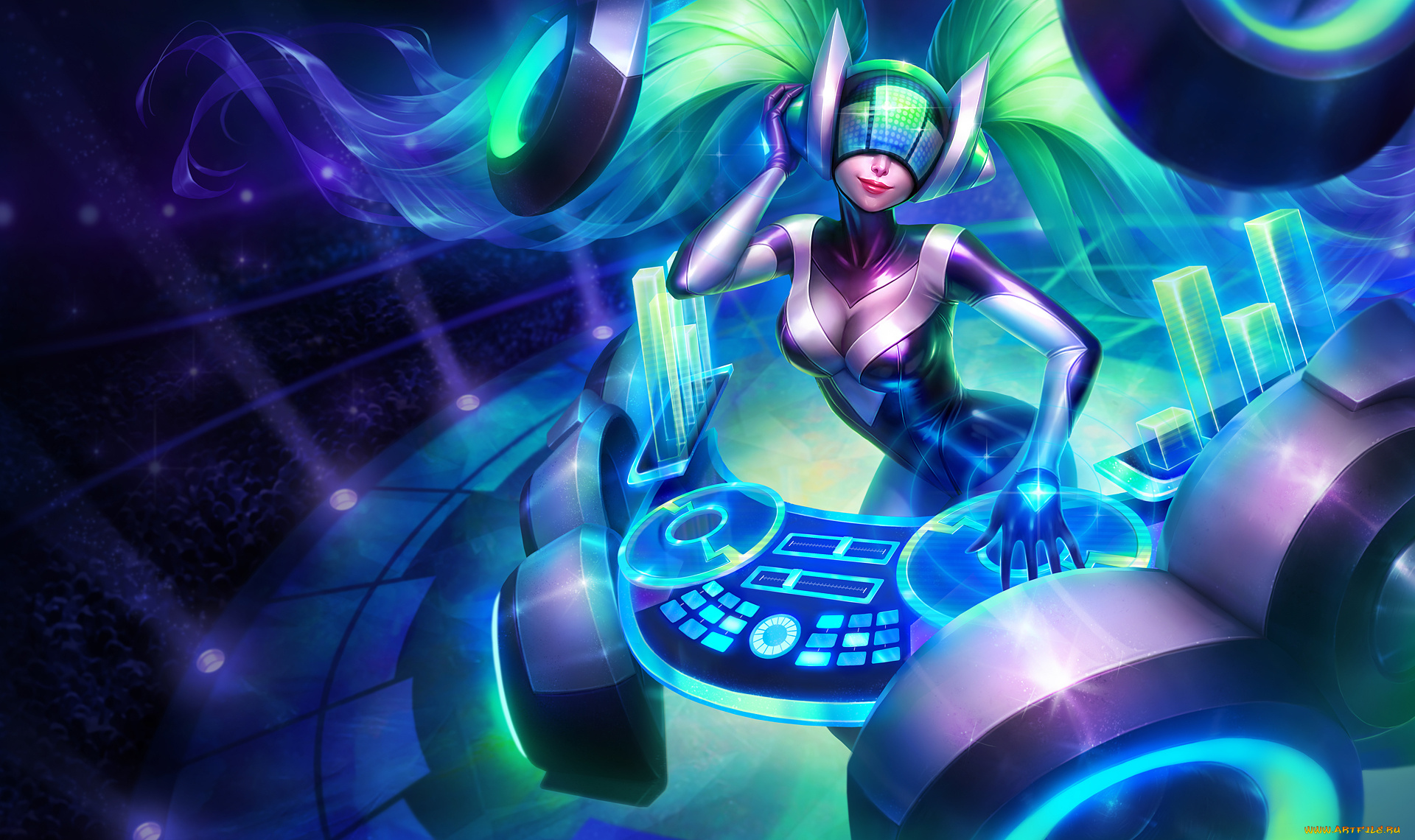 видео, игры, league, of, legends, dj, sona, splash, kinetic, league, of, legends