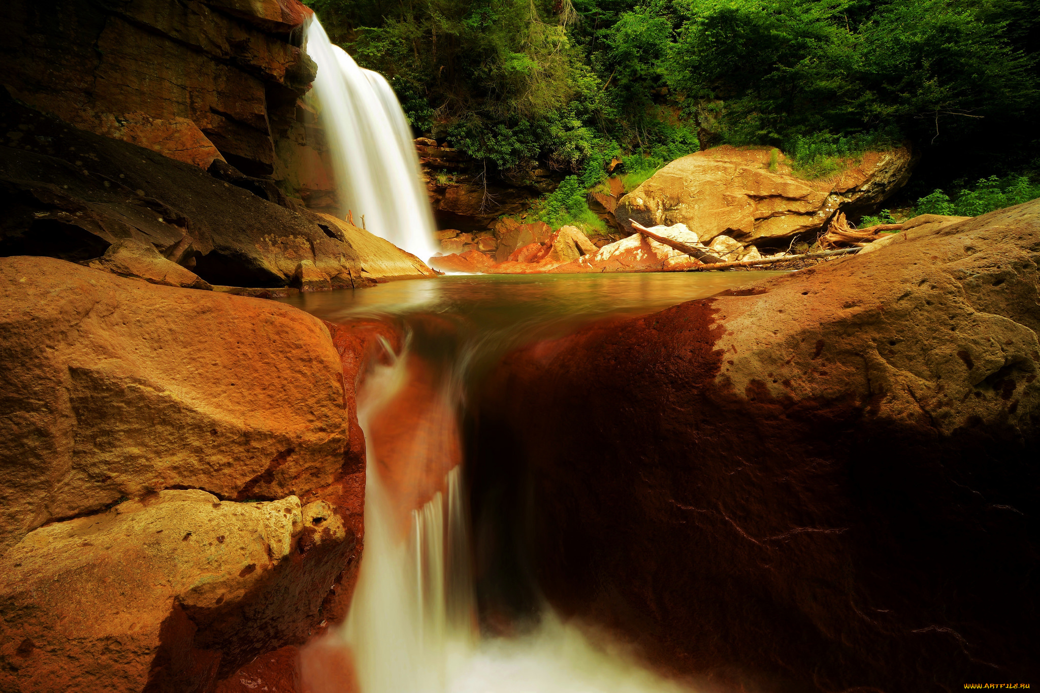 природа, водопады, water, river, река, поток, stream, вода, waterfall, rocks, камни, водопад