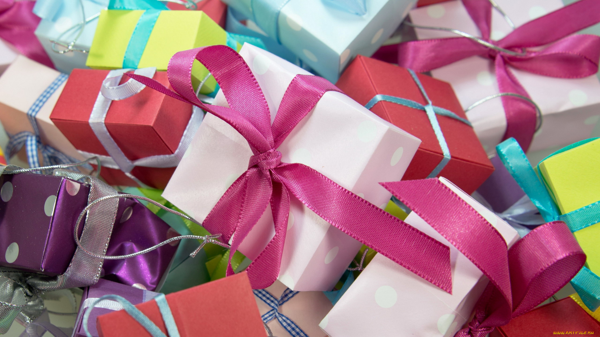 праздничные, подарки, и, коробочки, коробки, подарки, ленты, банты