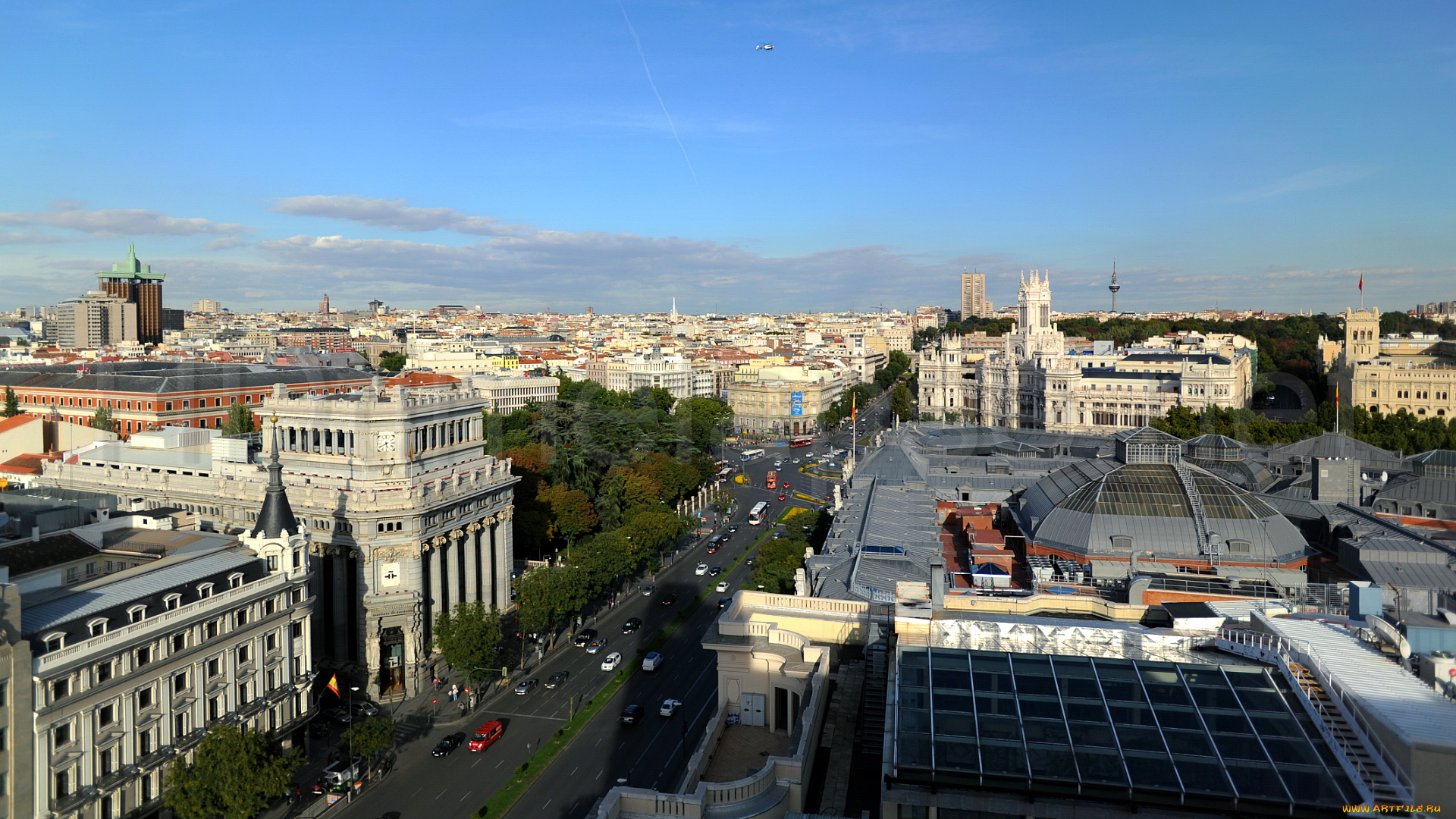 города, мадрид, , испания, панорама, улицы