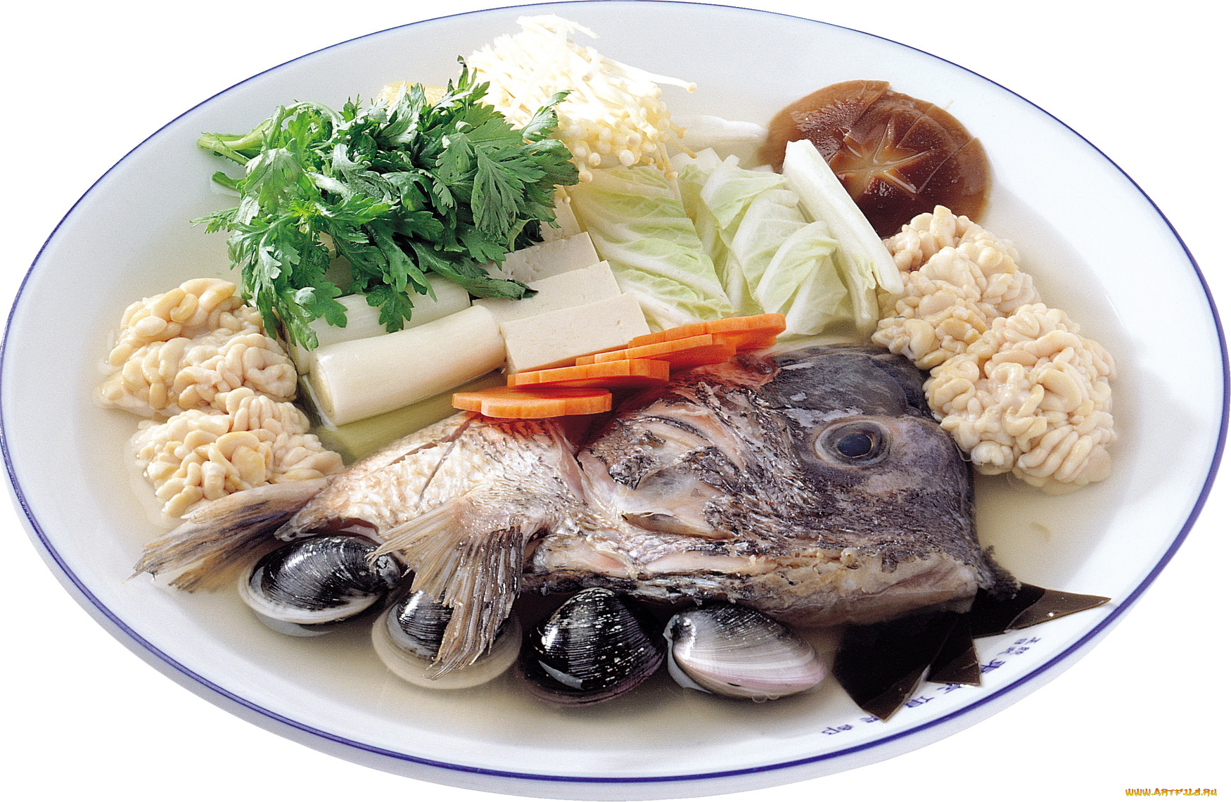 еда, рыбные, блюда, морепродуктами, тарелка, мидии, рыба