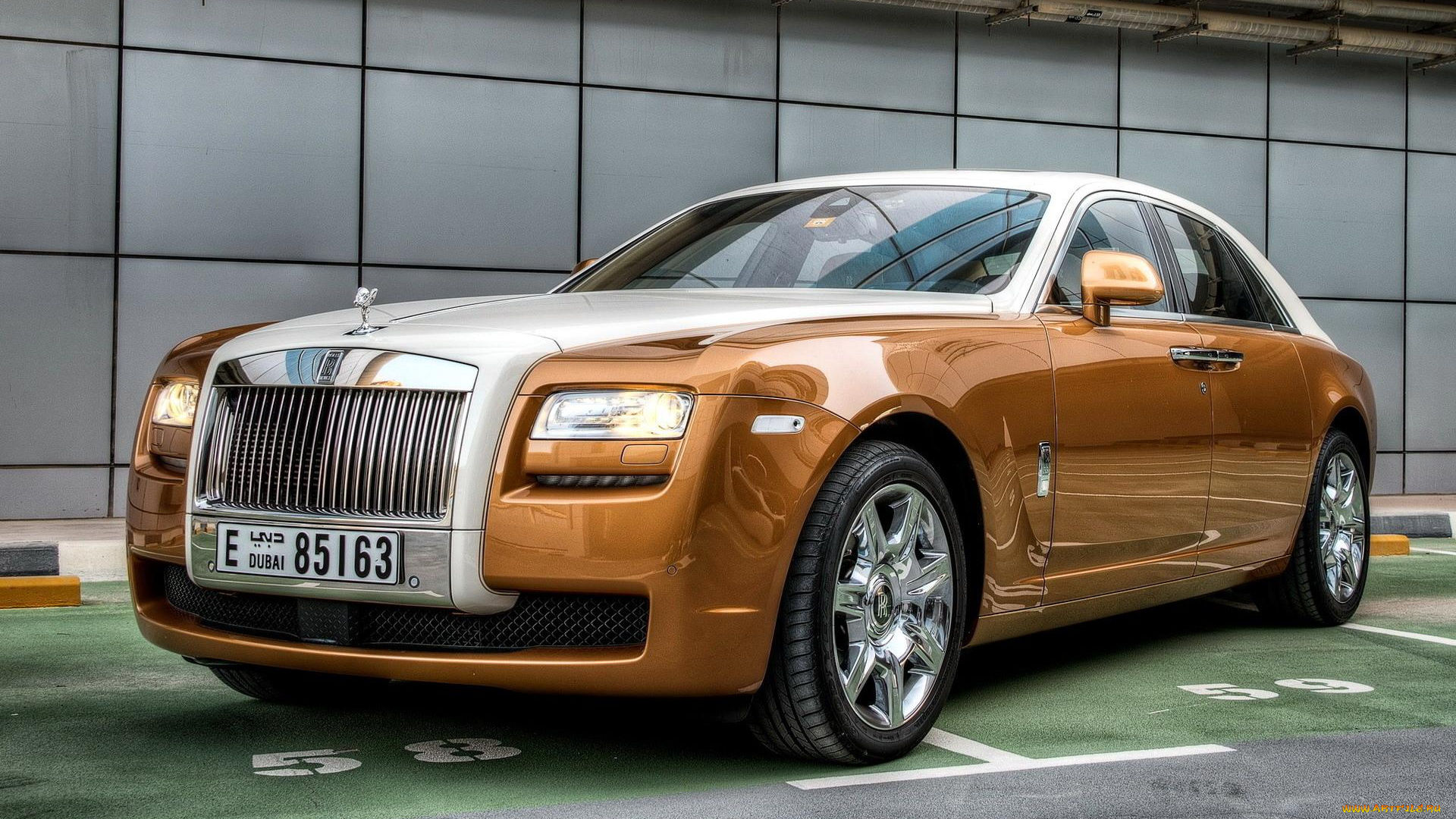 автомобили, rolls-royce, стоянка, бежевый, роллс-ройс, ghost