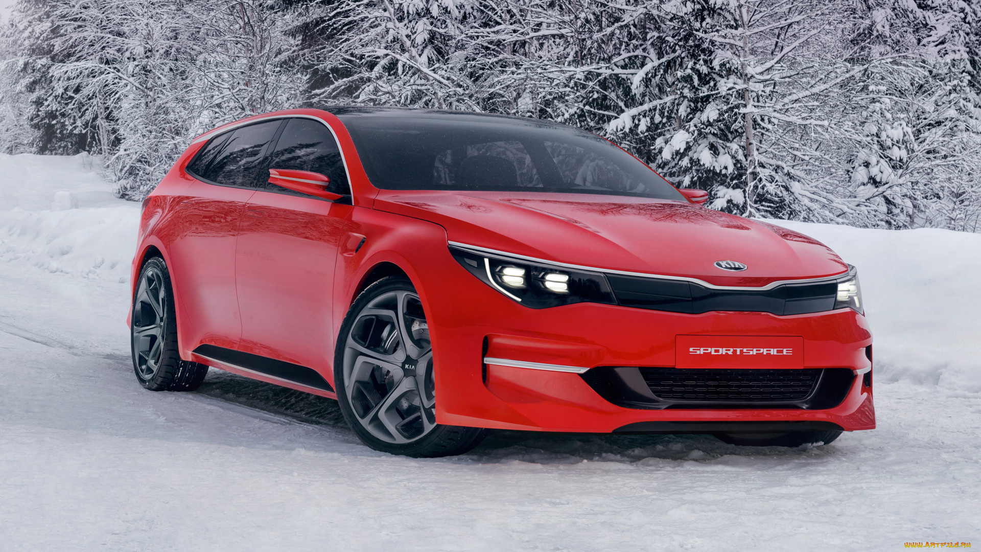 kia, sportspace, concept, автомобили, kia, трасса, зима, снег, красный, concept, sportspace