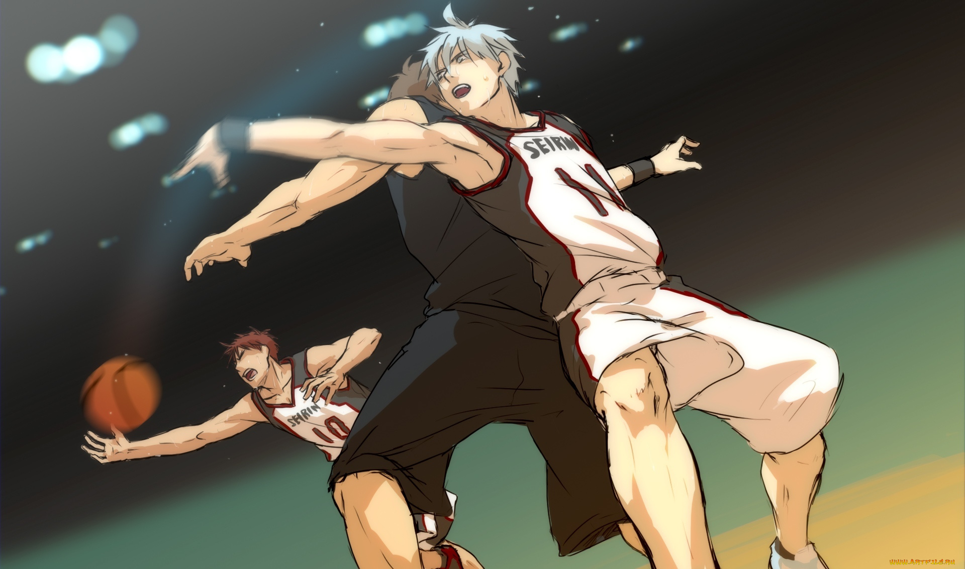 аниме, kuroko, no, baske, kuroko, no, basket, kagami, taiga, tetsuya, баскетбол, куроко, мяч, пас, игра, спорт, пот