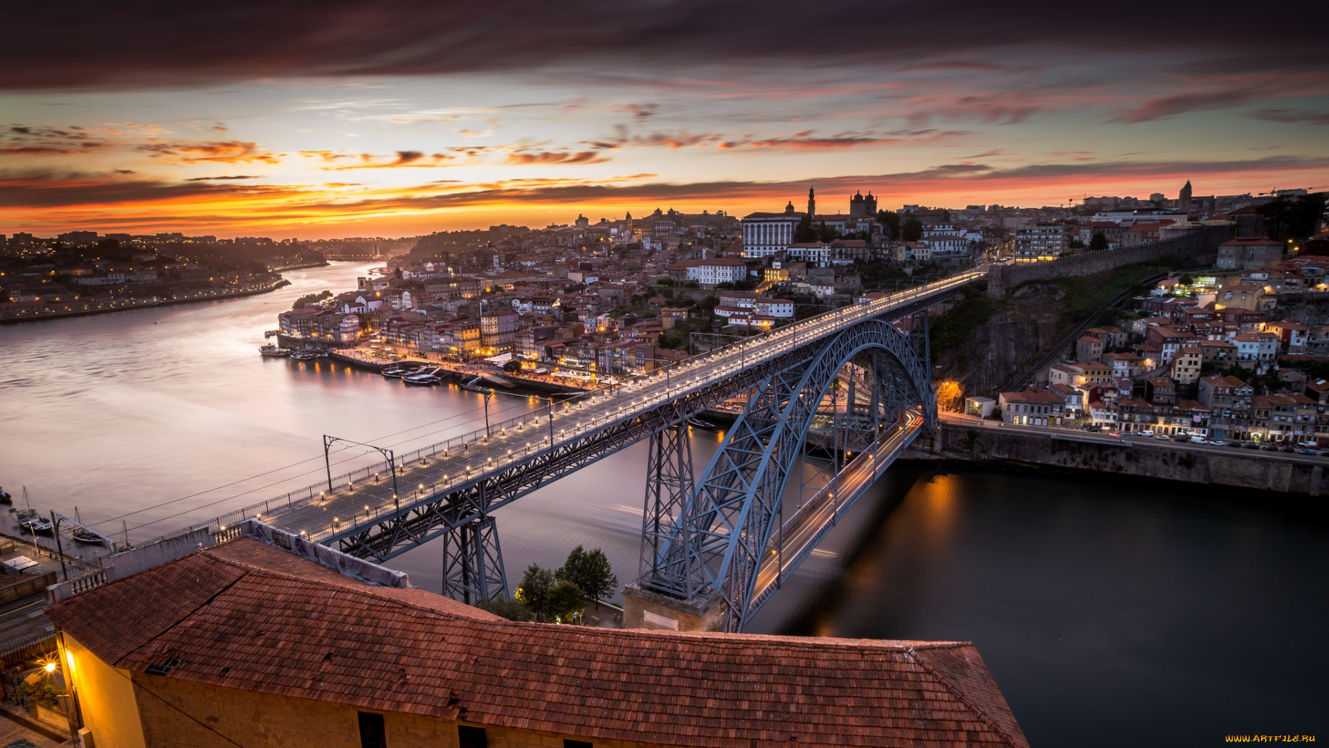 porto, города, -, мосты, рассвет