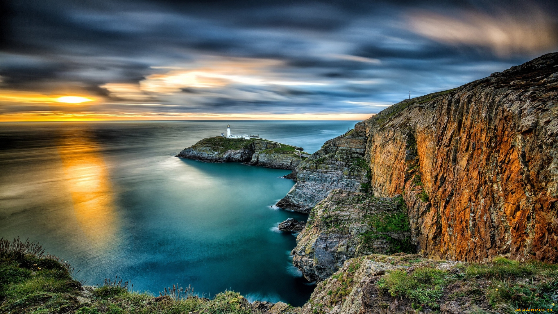 south, stack, lighthouse, wales, uk, природа, маяки, south, stack, lighthouse
