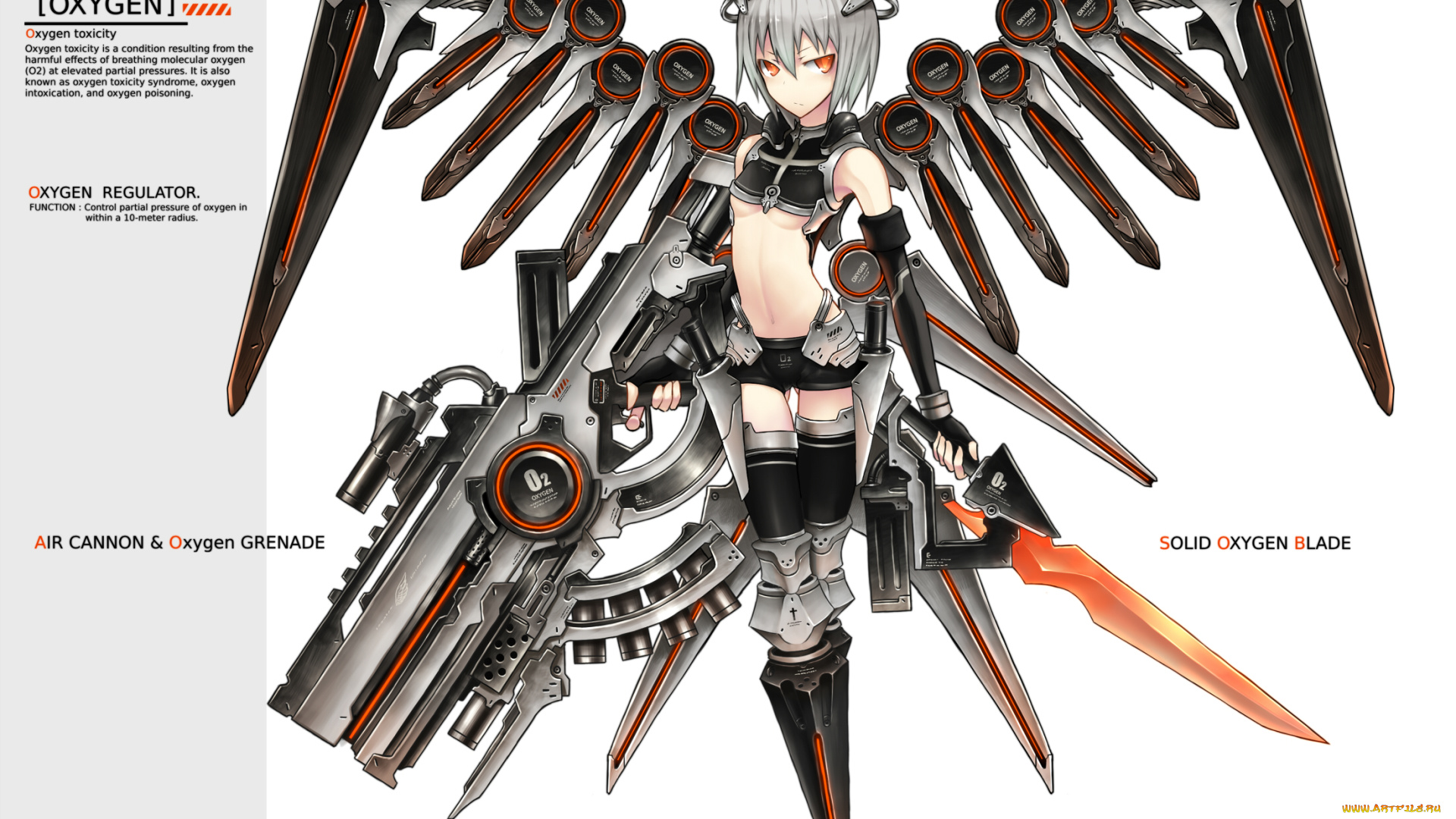 аниме, weapon, blood, technology, оружие, девушка, меч, крылья