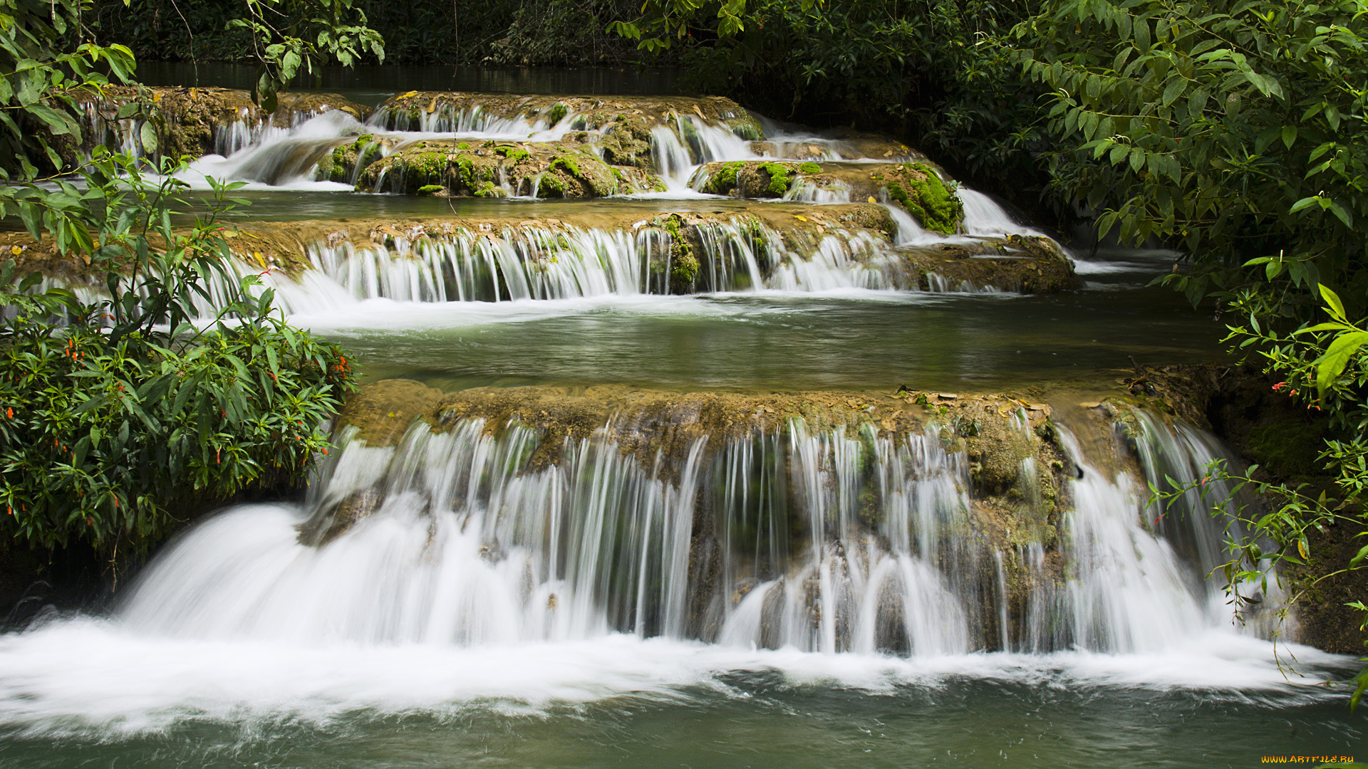 природа, водопады, вода, камни