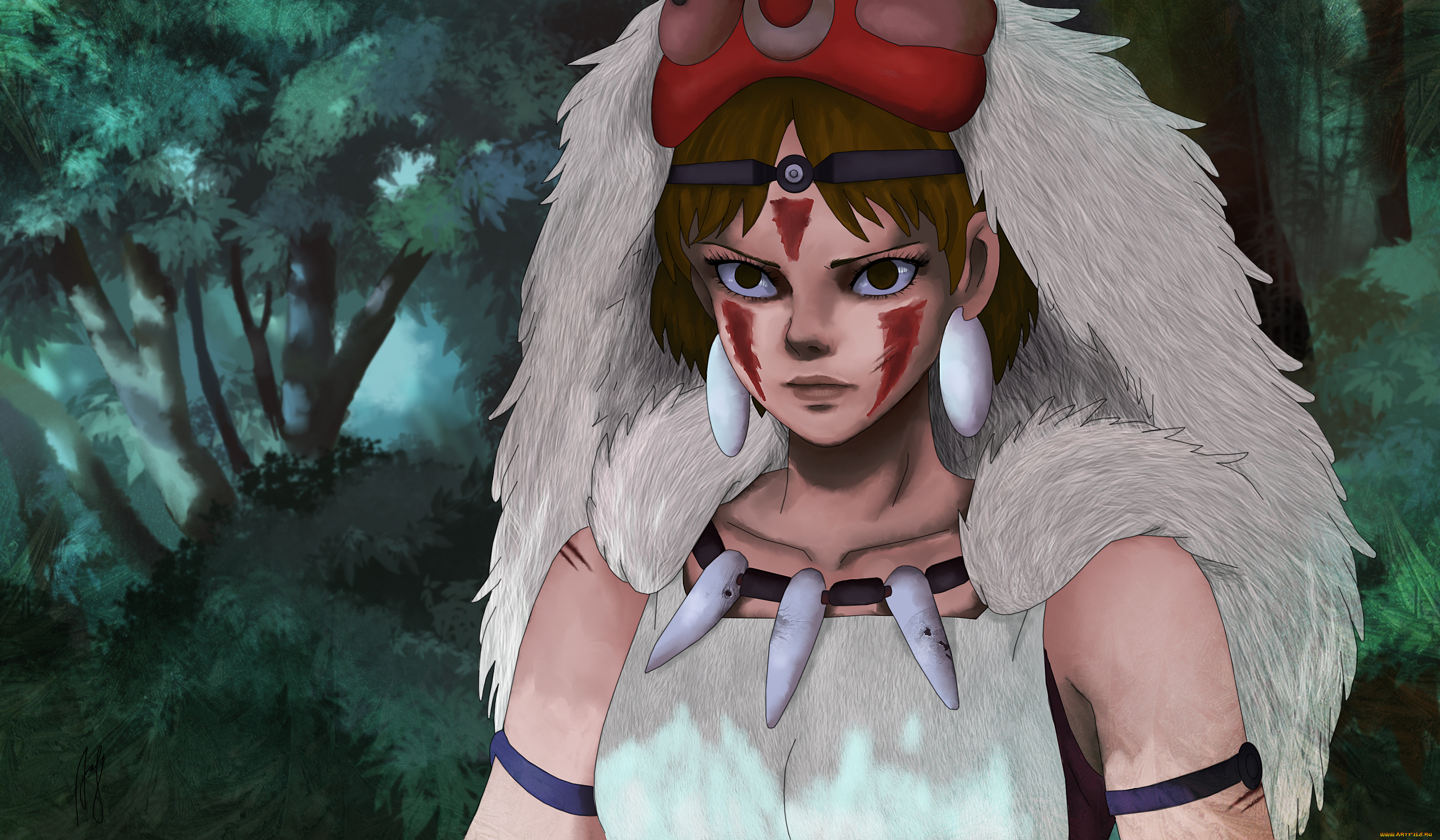 разное, арты, princess, mononoke, принцесса, взгляд, глаза, маска, аниме