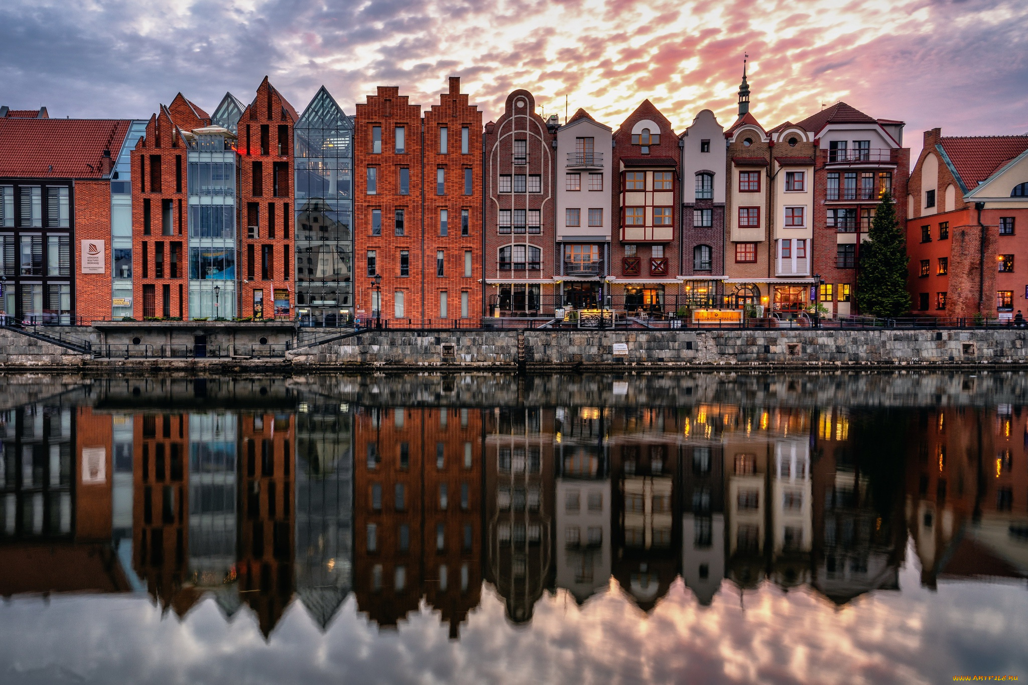 города, гданьск, , польша, poland, reflection, gdansk