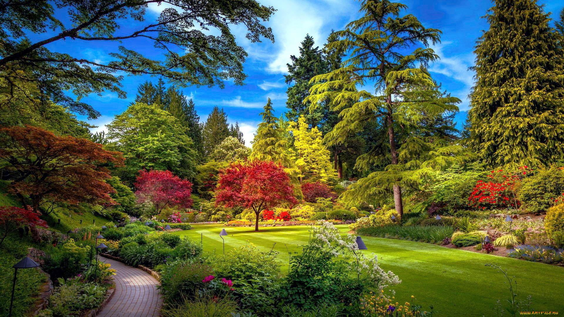 butchart, gardens, british, columbia, canada, природа, парк, butchart, gardens