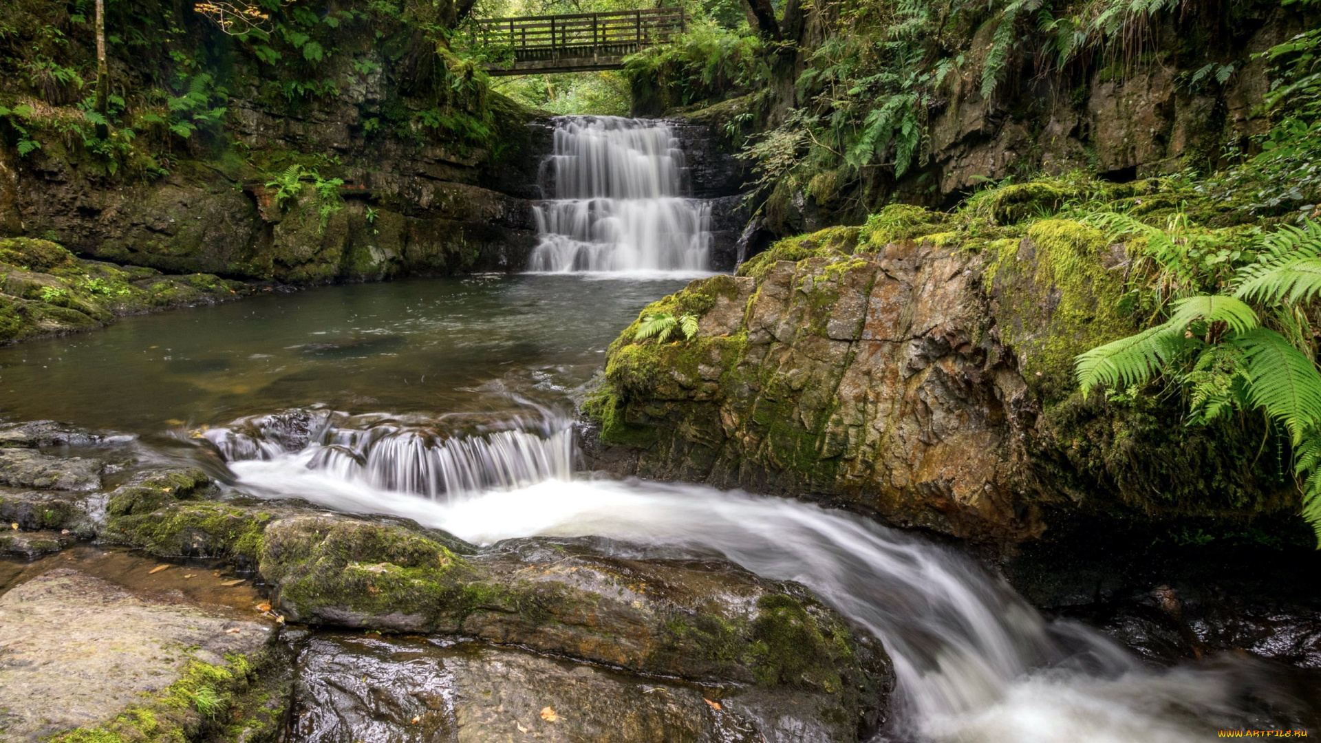 sychryd, waterfall, pontnedfechan, wales, природа, водопады, sychryd, waterfall