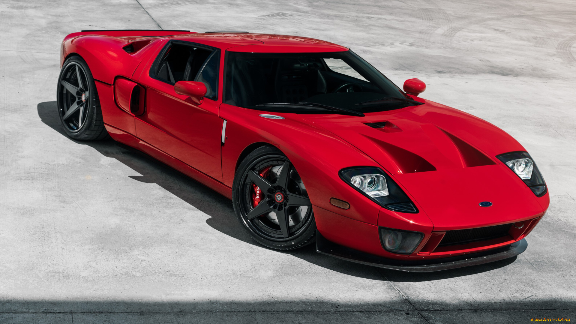 автомобили, ford, gt, red, side, hre, black, wheels