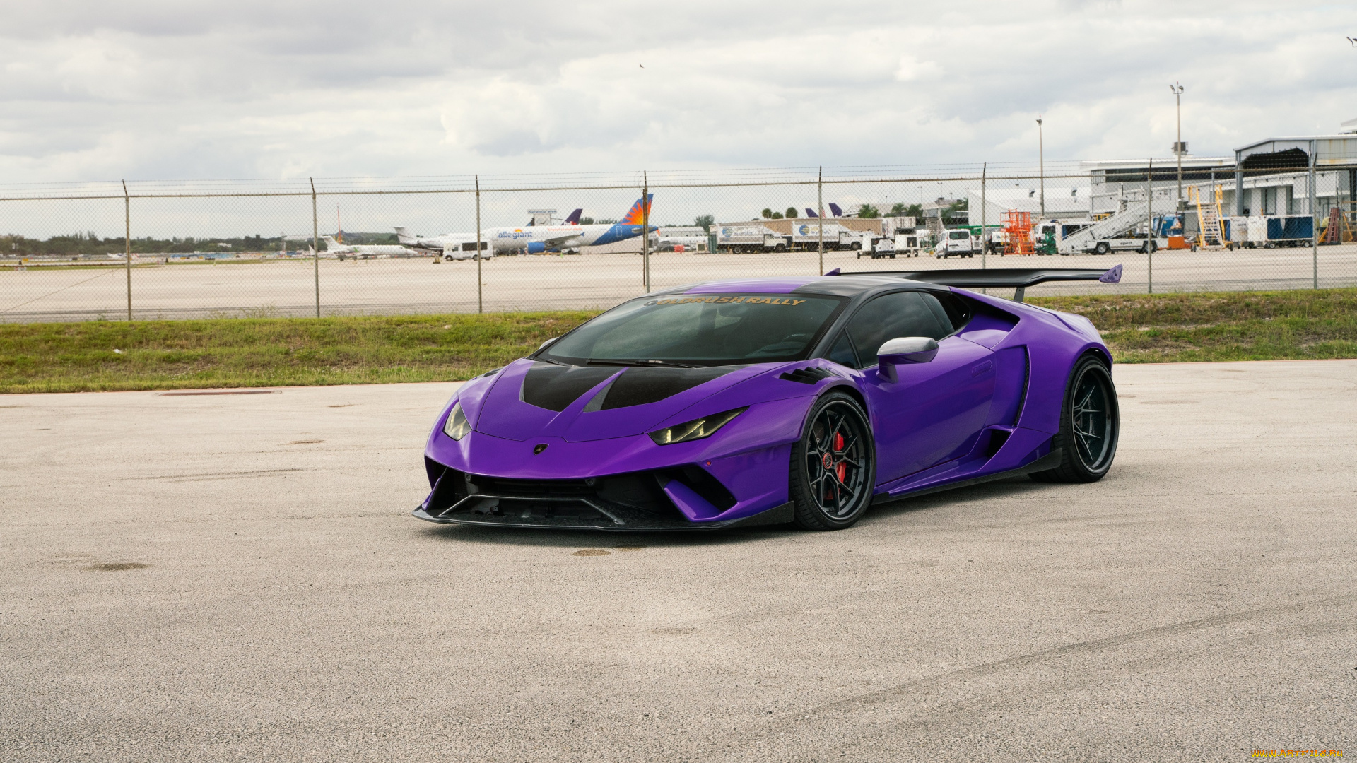 автомобили, lamborghini, purple, sportcar, airport, huracan