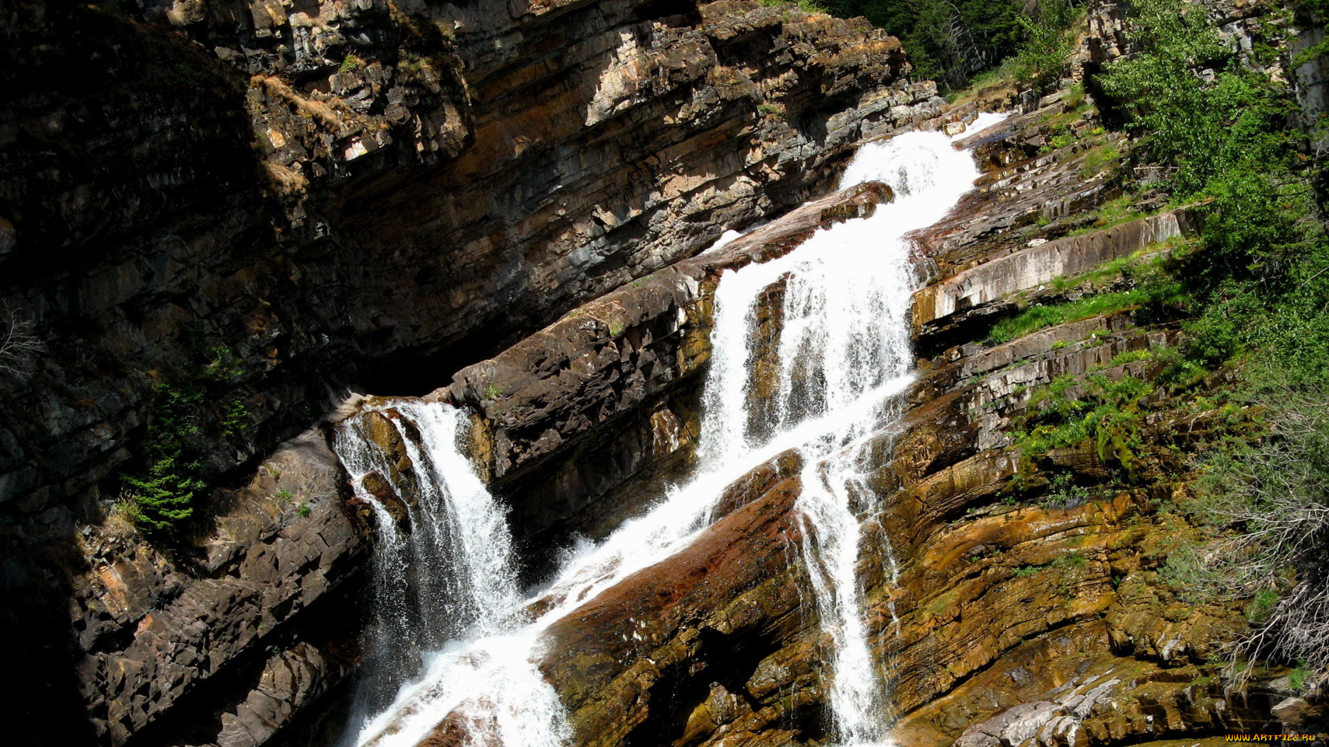cameron, falls, glacier, national, park, природа, водопады