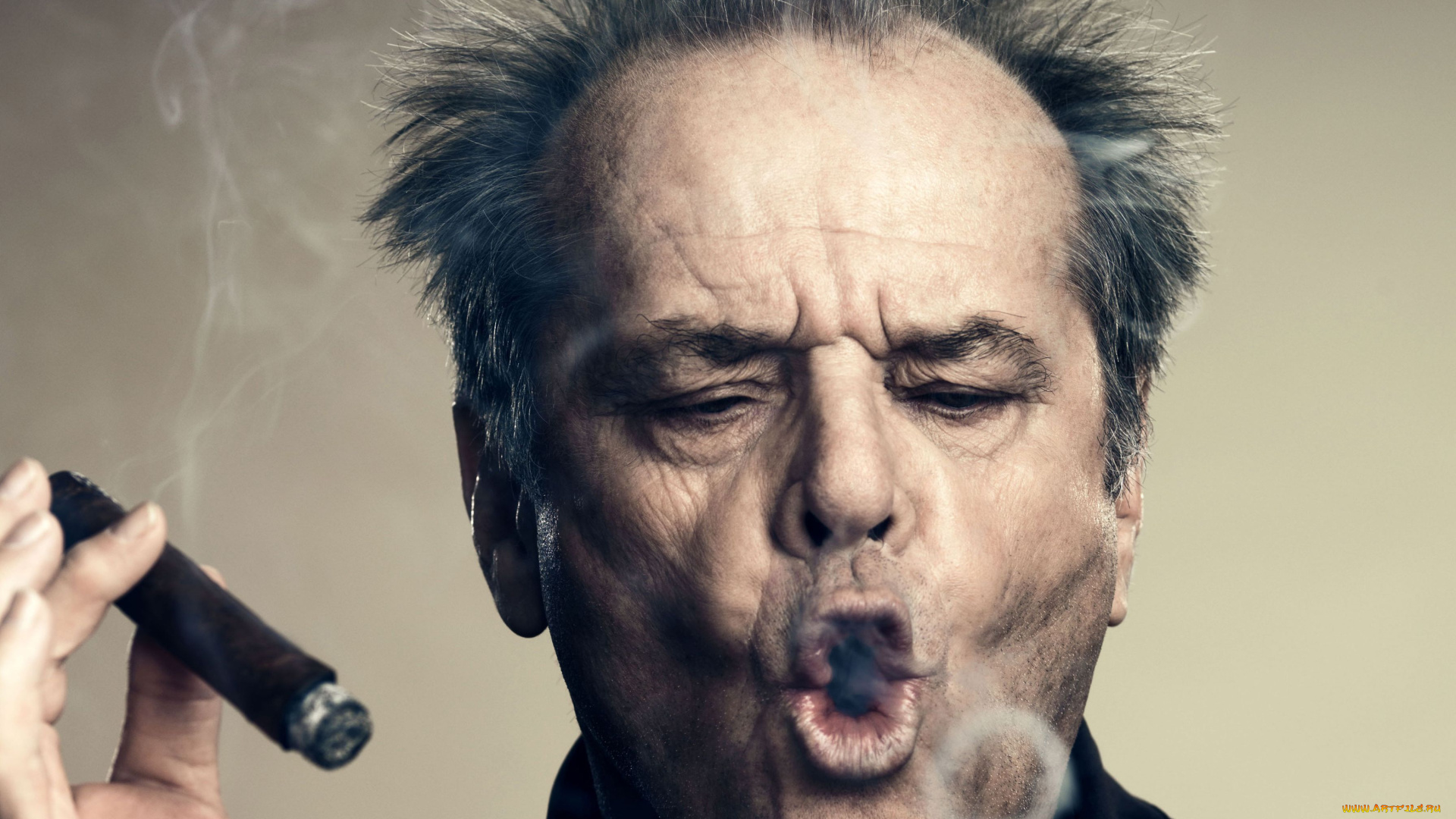 jack, nicholson, мужчины, сигара, дым