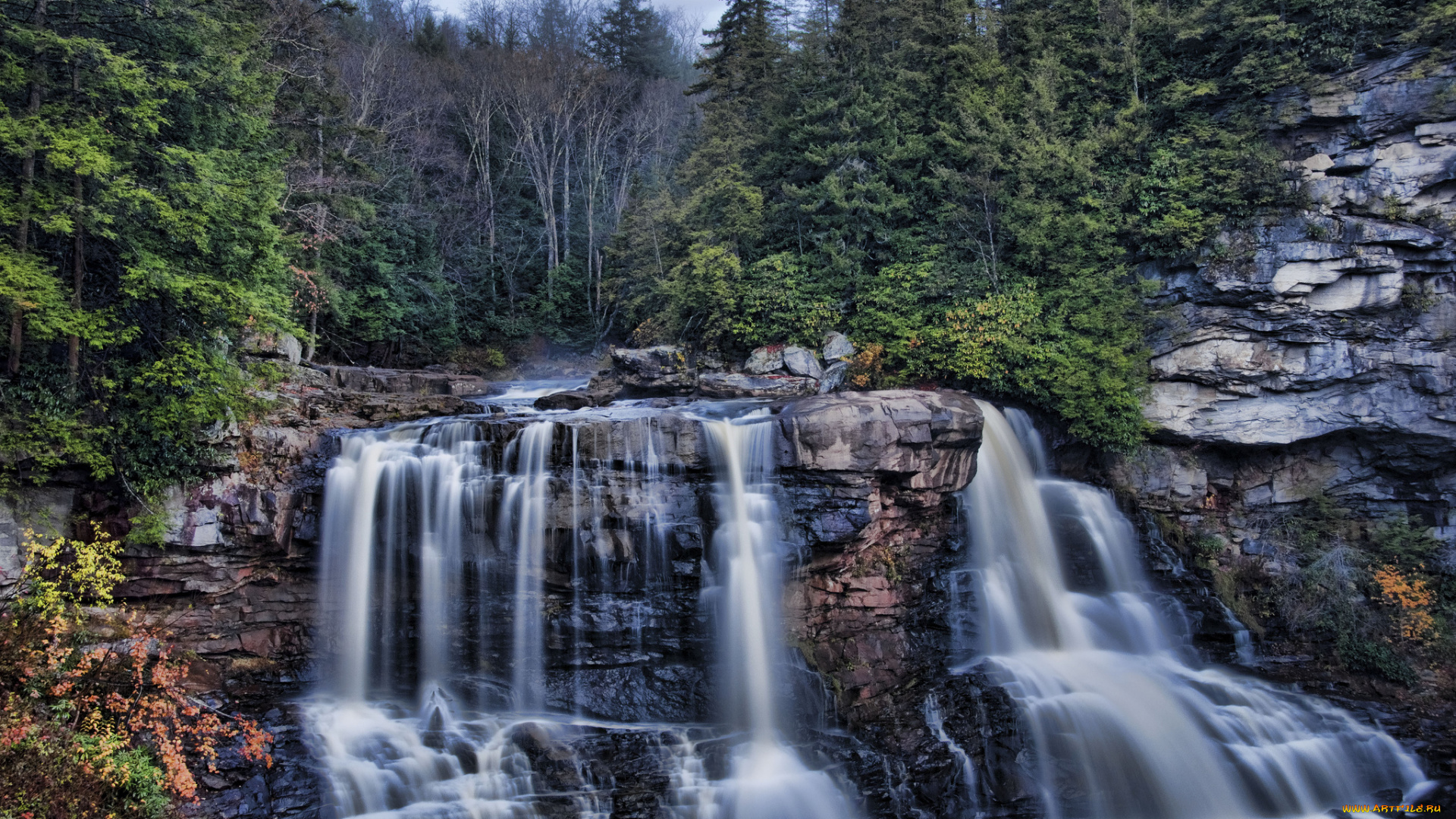 blackwater, falls, west, virginia, природа, водопады, лес, скалы, каскад, блэкуотер, западная, вирджиния