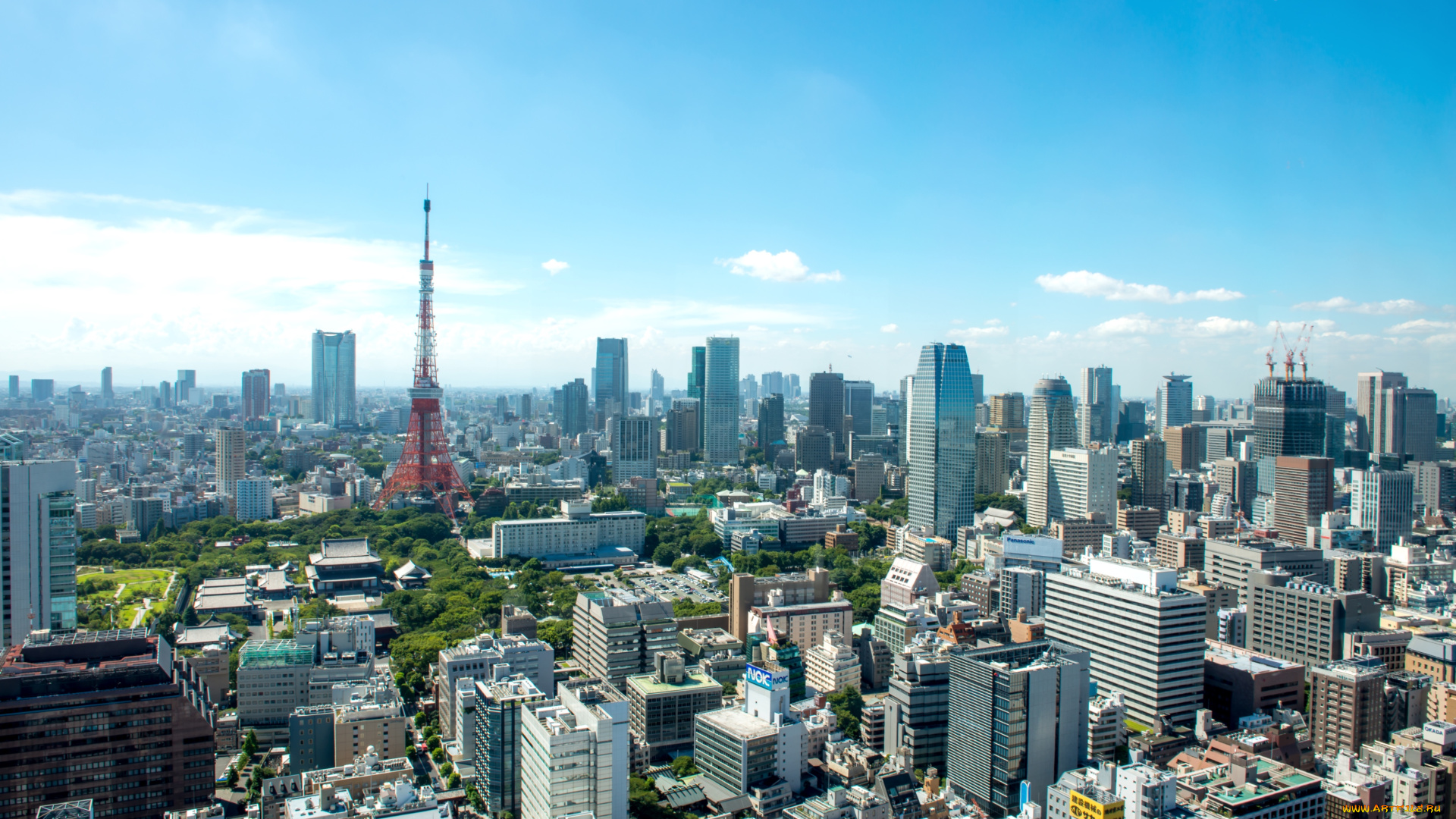 города, токио, Япония, здания, телебашня, панорама