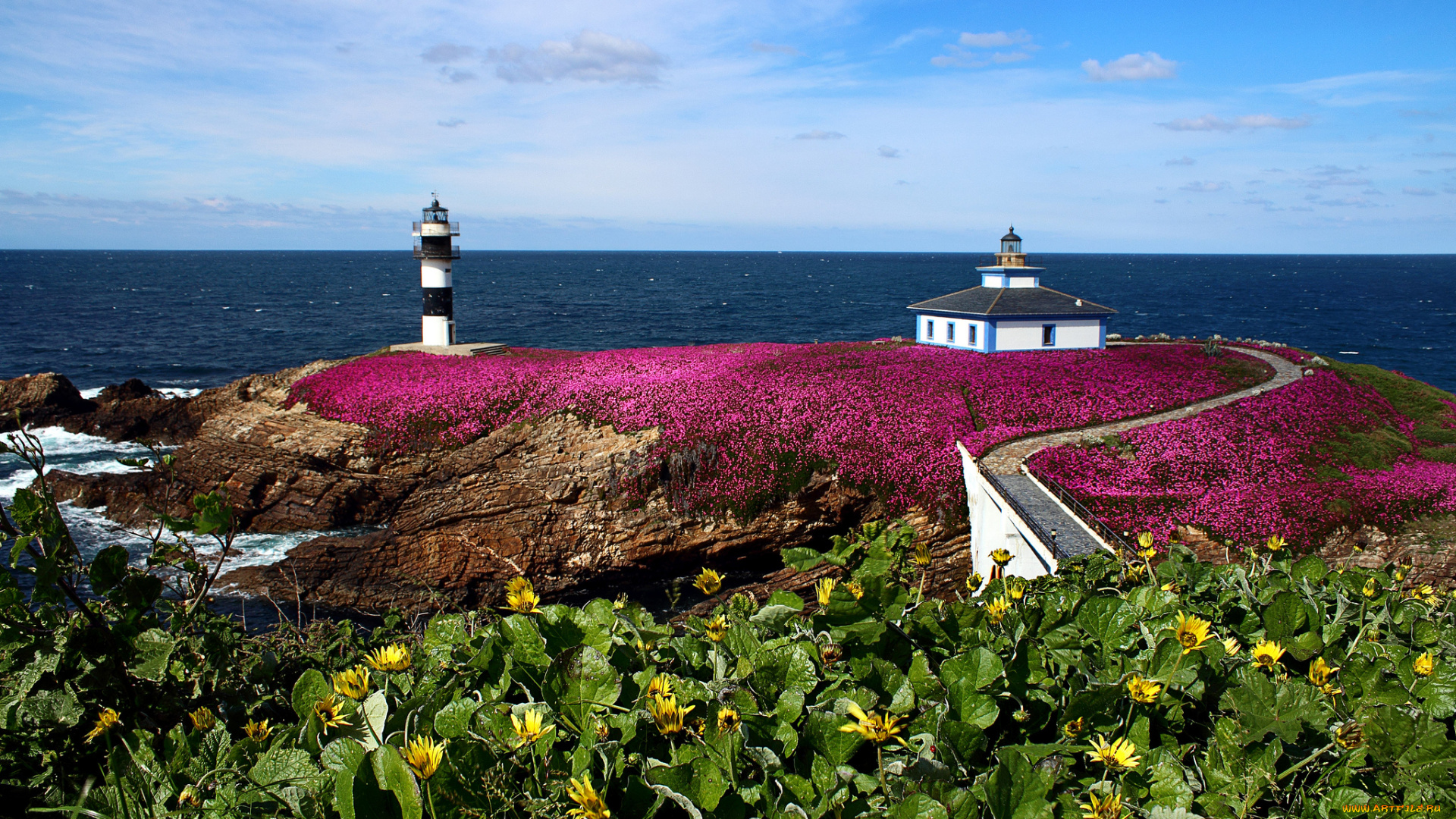 pancha, island, lighthouse, galicia, spain, природа, маяки, побережье, испания, скалы, illa, ribadeo, бискайский, залив