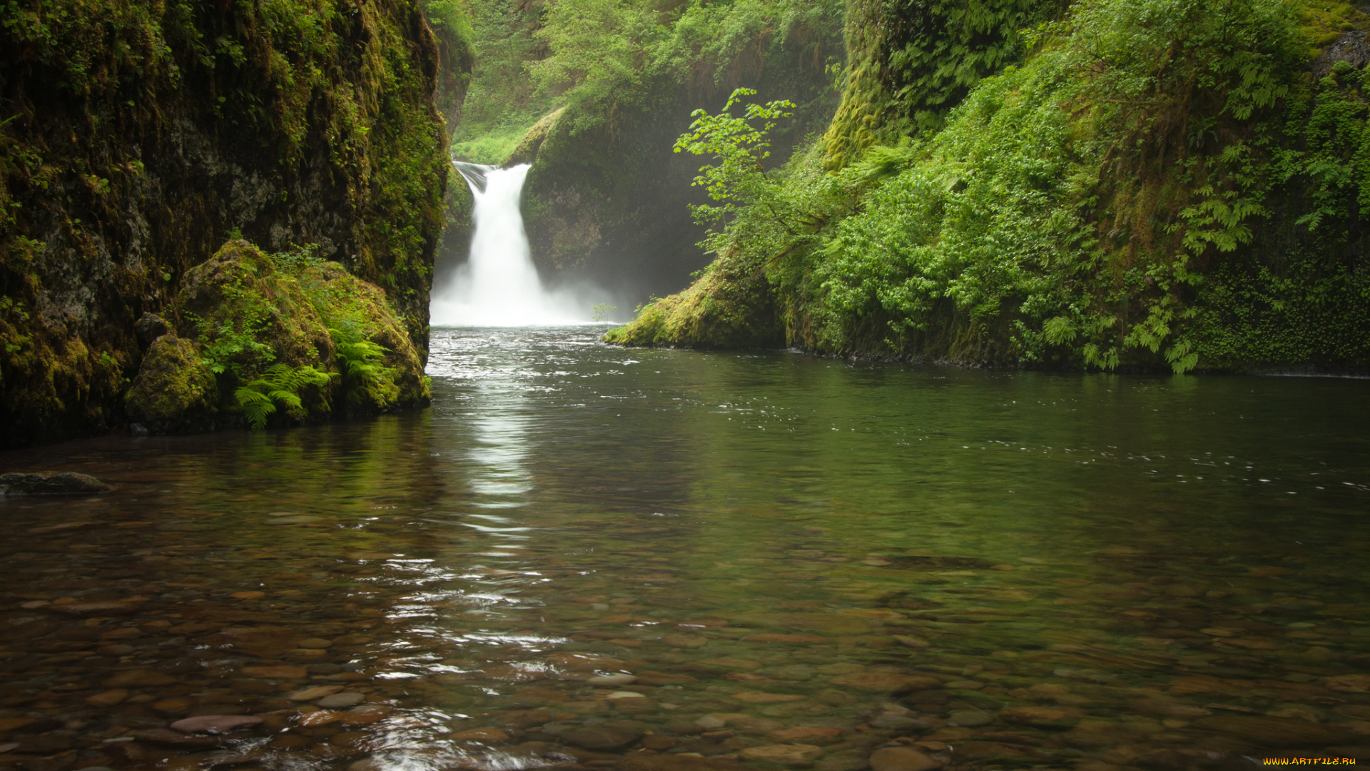 природа, водопады, зелень, вода, поток