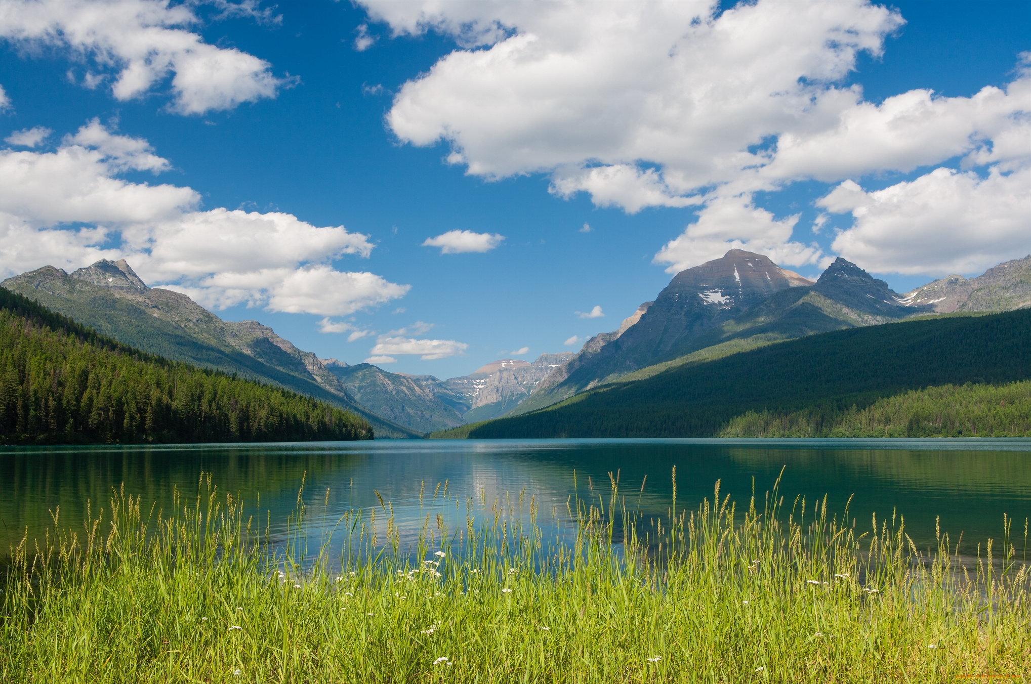 bowman, lake, glacier, national, park, montana, природа, реки, озера, национальный, парк, глейшер, монтана, озеро, горы, облака, пейзаж