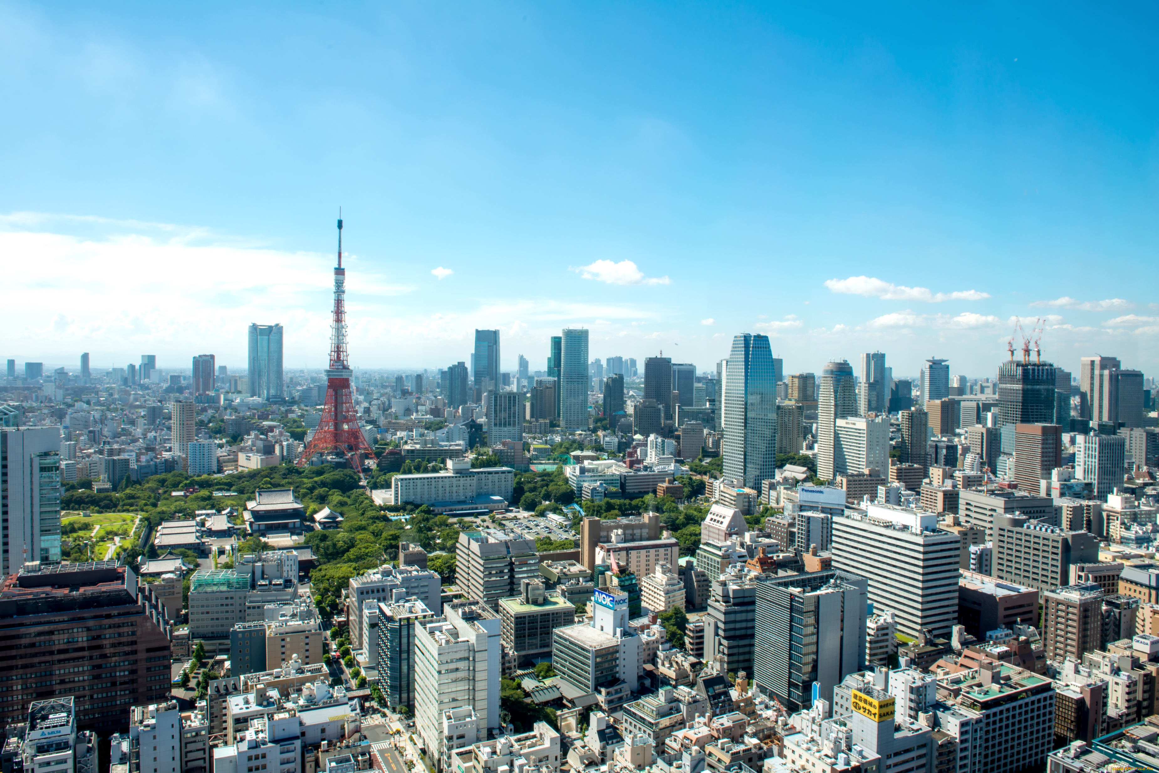 города, токио, Япония, здания, телебашня, панорама
