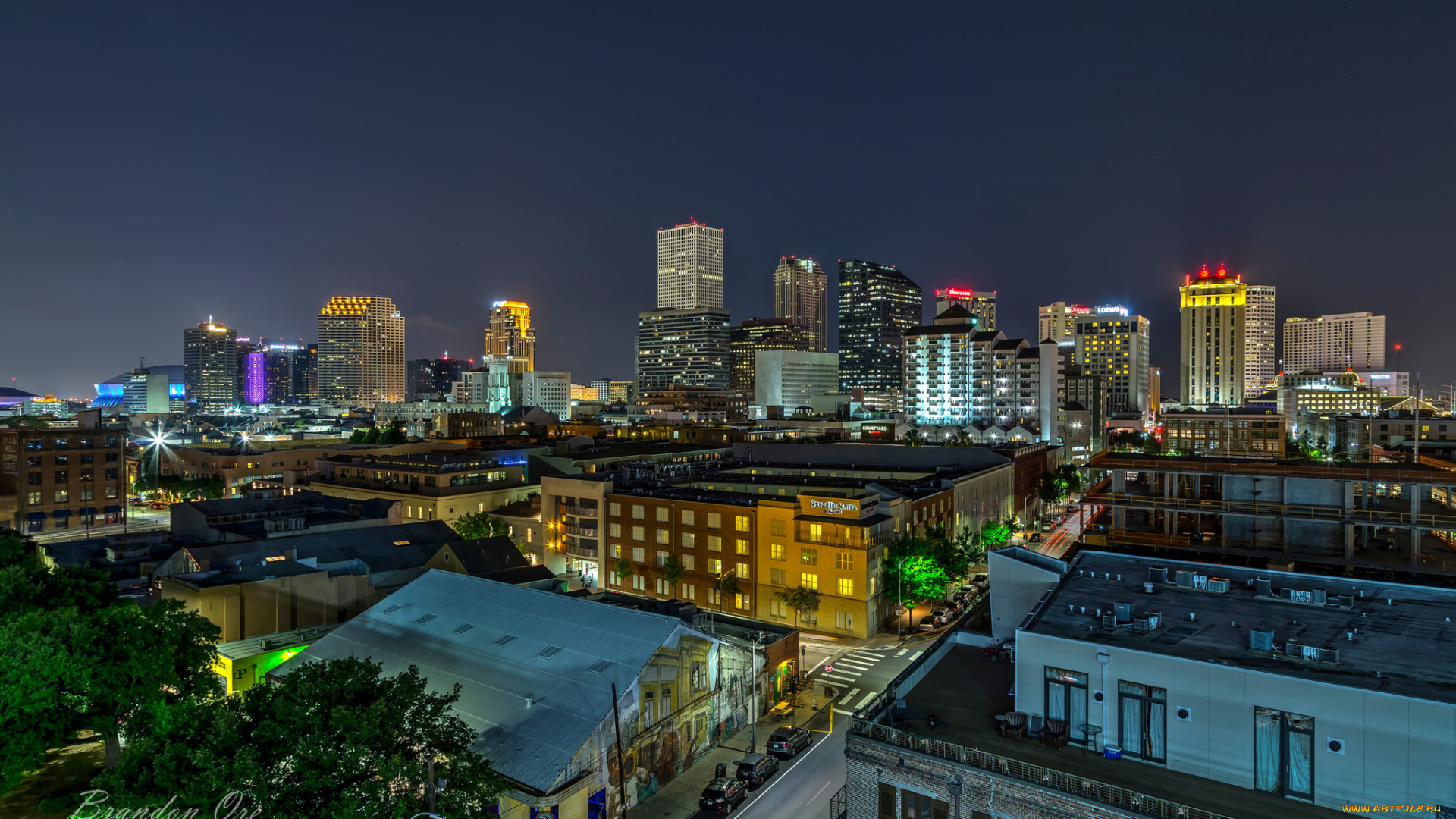 new, orleans, , louisiana, города, -, огни, ночного, города, ночь, небоскребы, огни