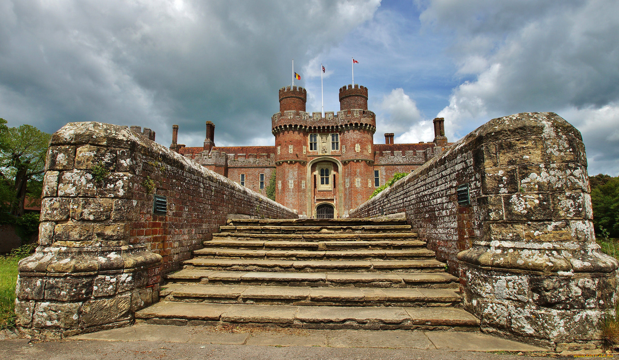 herstmonceux, castle, города, замки, англии, лестница, крепость, замок