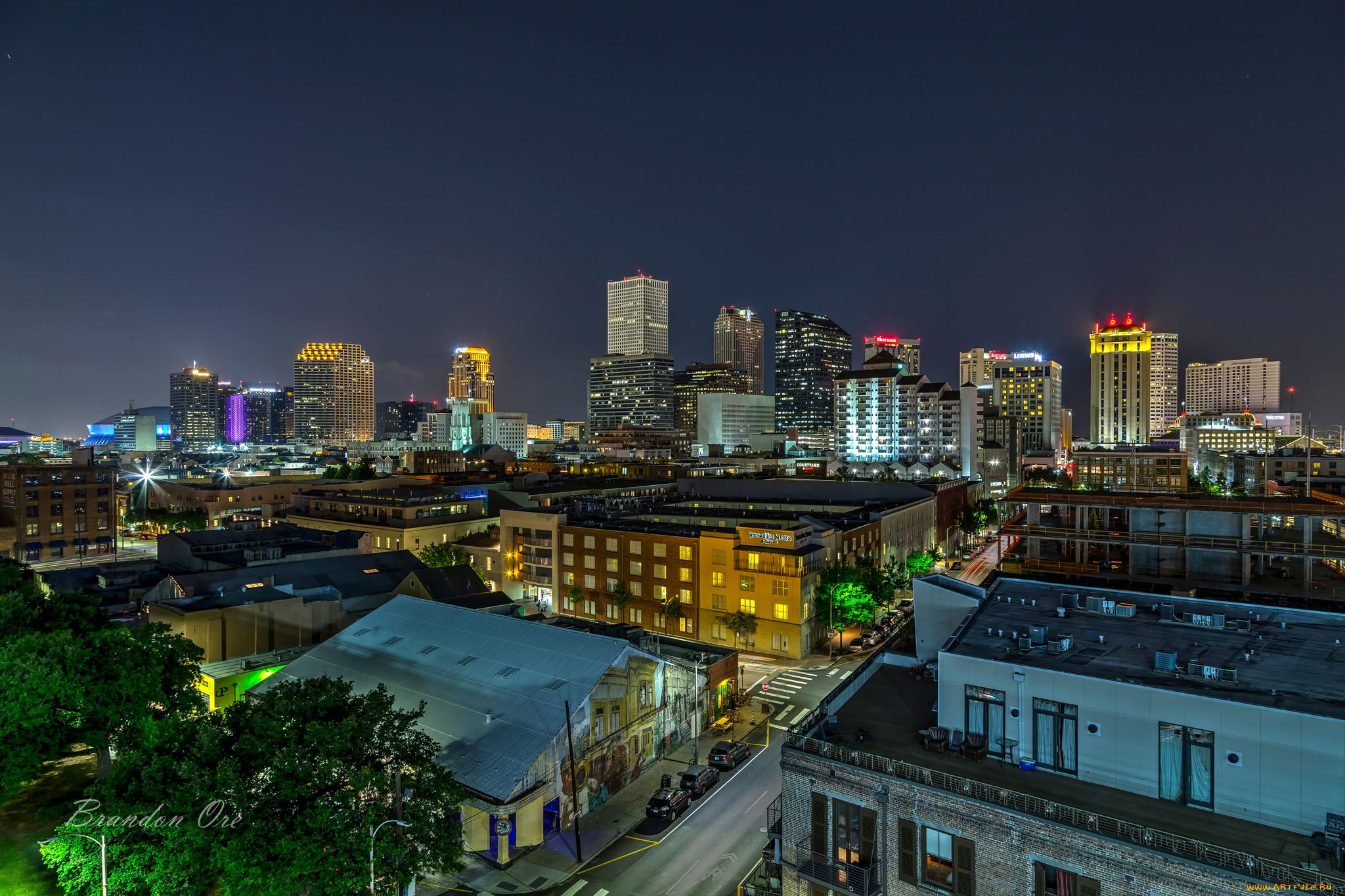 new, orleans, , louisiana, города, -, огни, ночного, города, ночь, небоскребы, огни