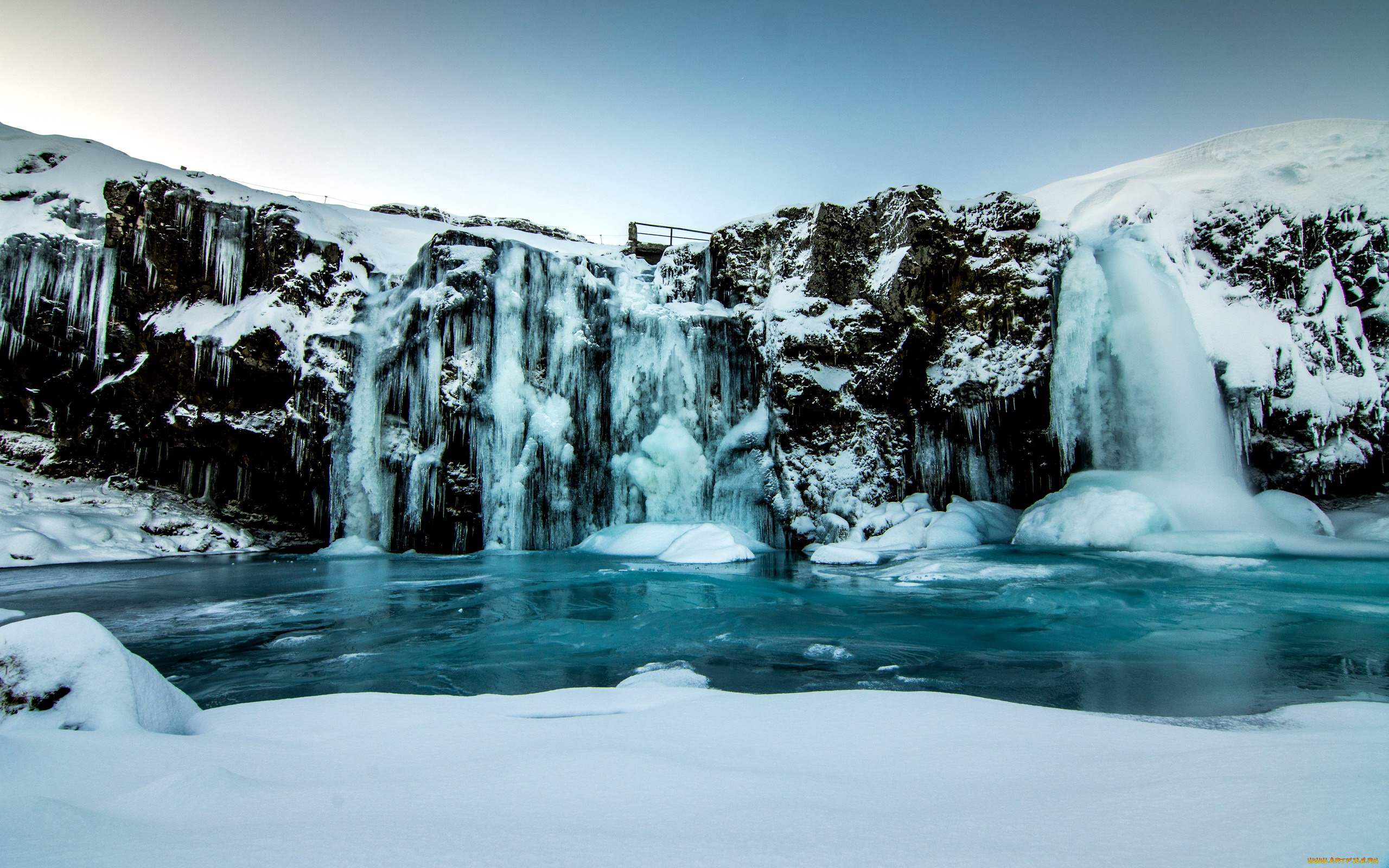 природа, водопады, лед, водопад, снег, зима