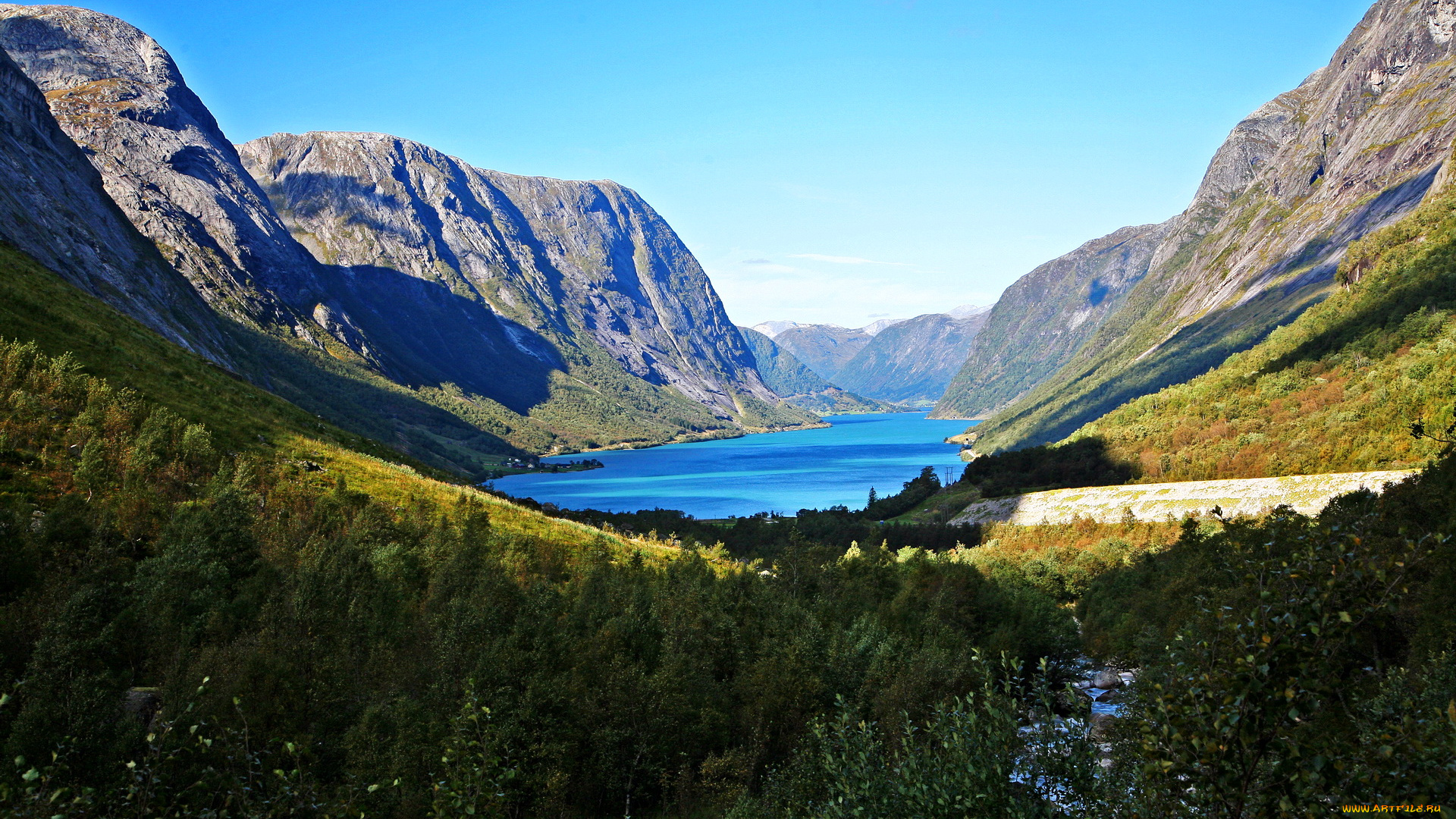 норвегия, jostedalsbreen, national, park, природа, реки, озера, деревья, горы, озеро