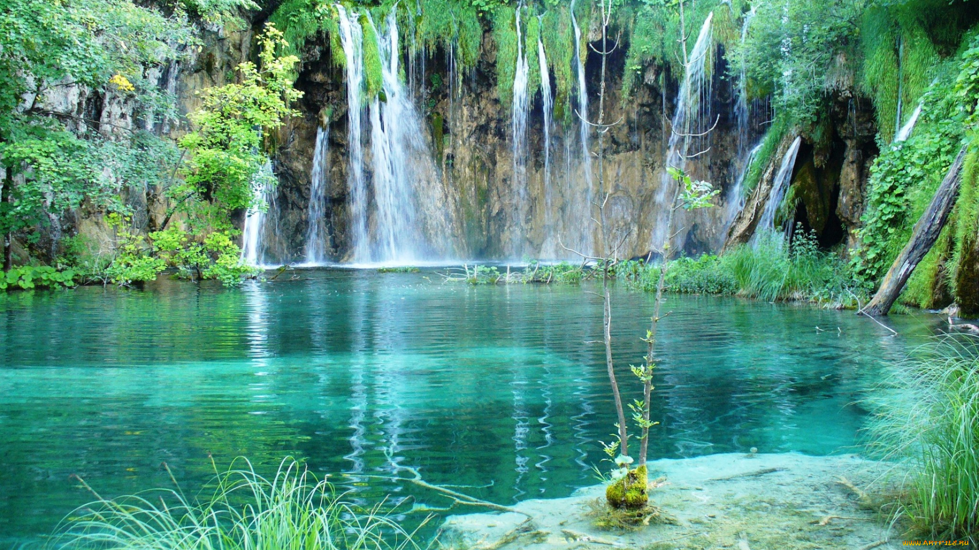 природа, водопады, водоем, водпады, отражение