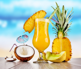 Картинка еда напитки коктейль кокос ананас