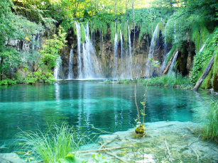обоя природа, водопады, водоем, водпады, отражение