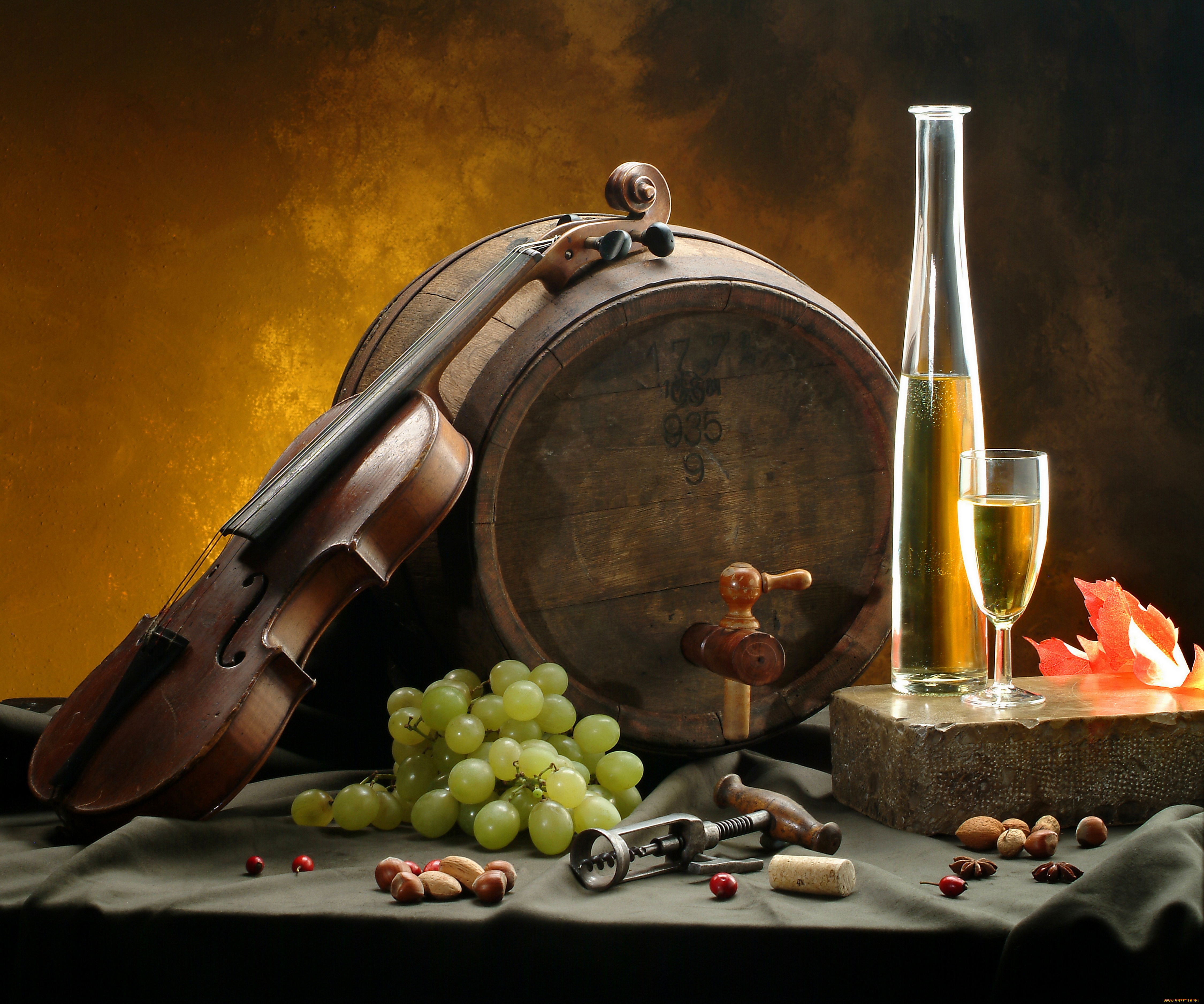 еда, напитки, вино, виноград, натюрморт, скрипка