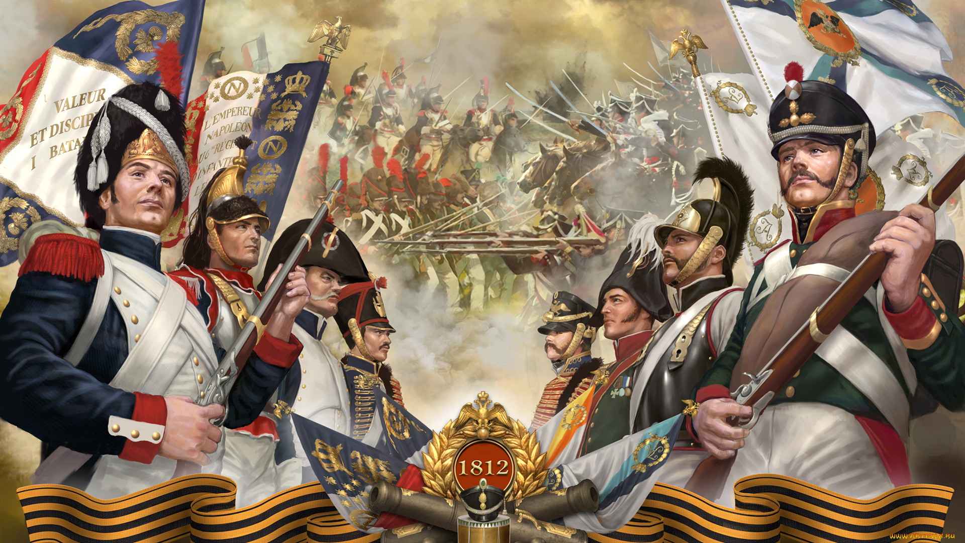 рисованные, армия, война, 1812, бородино